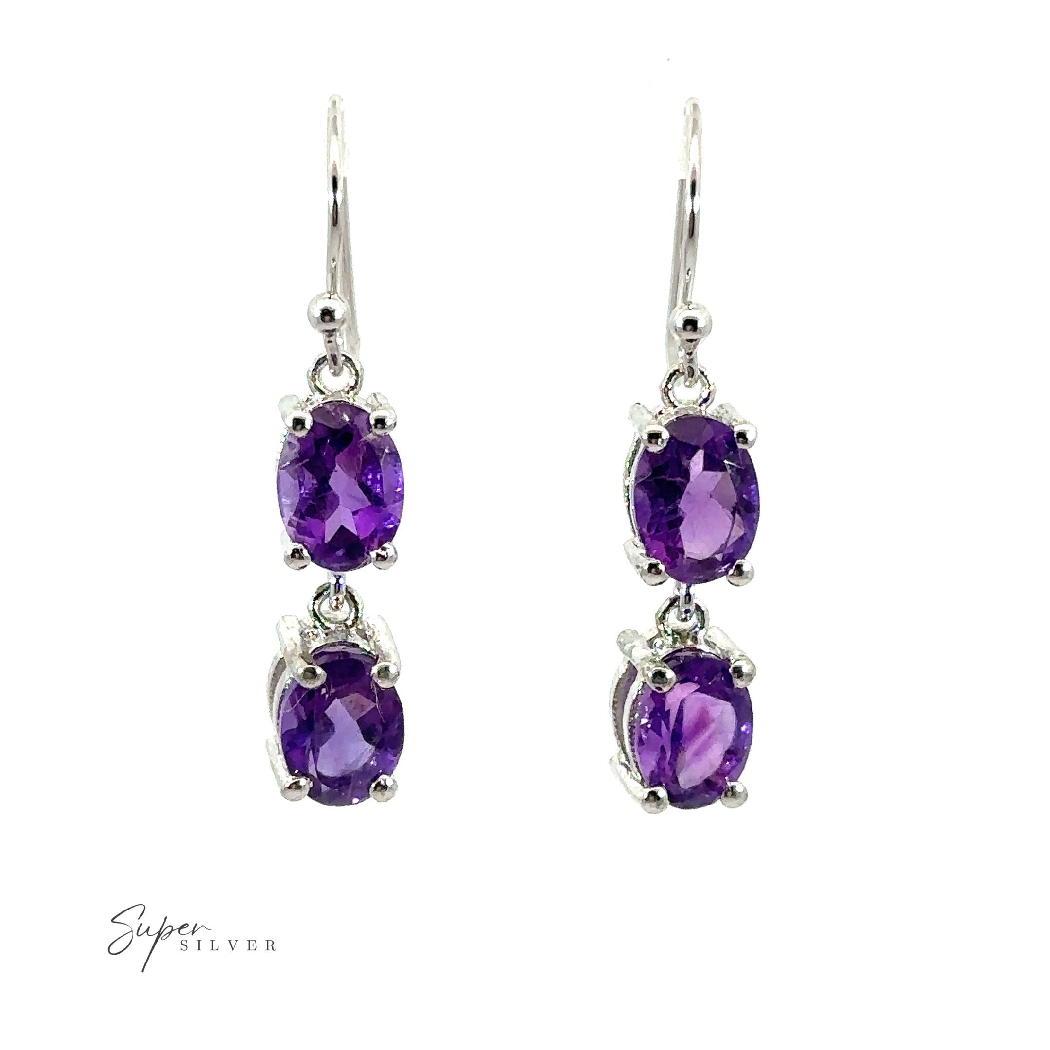 This Elegant Faceted Gemstone Jewelry Set showcases the elegance of amethyst gemstones.
