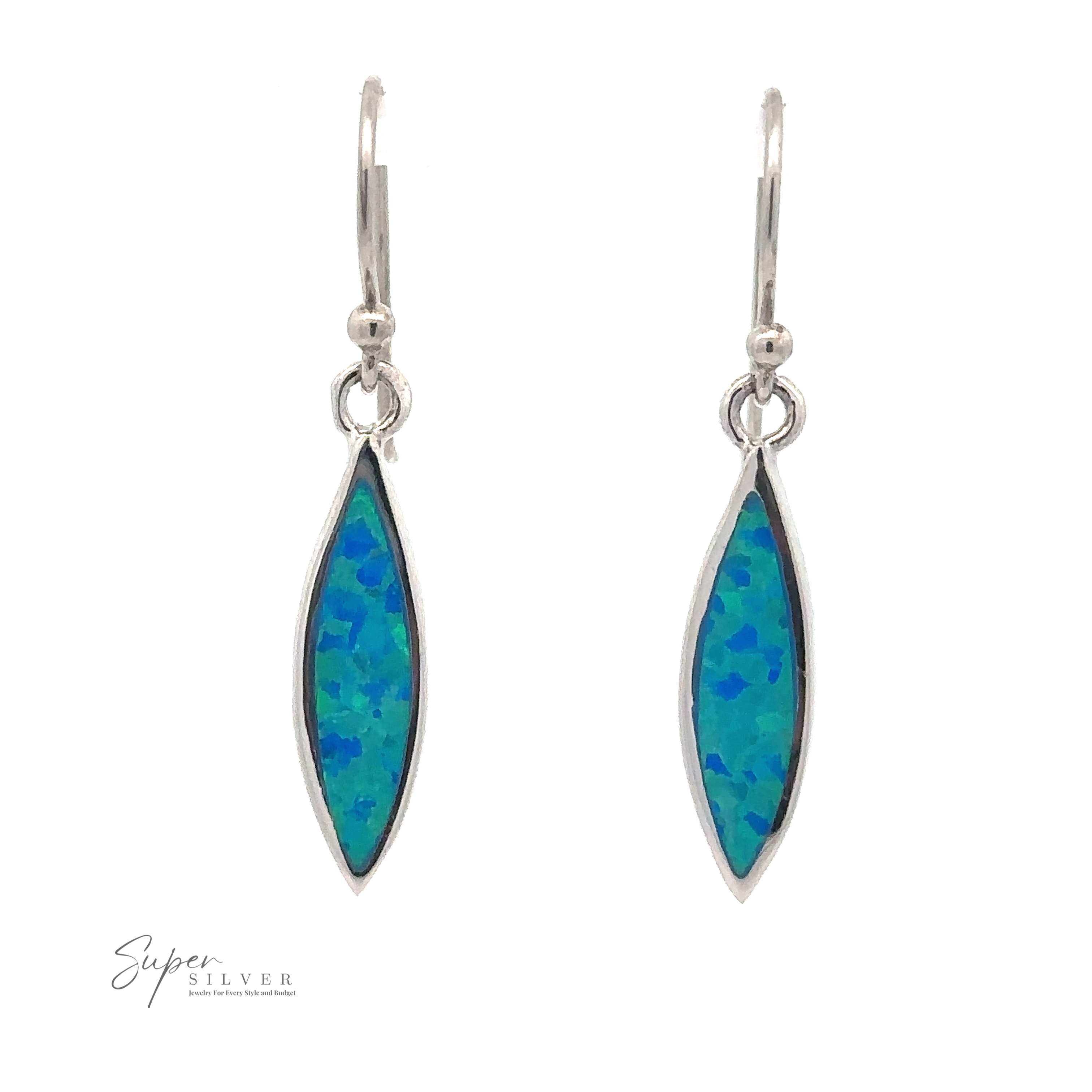 A pair of Lab-Created Opal Marquise Earrings.