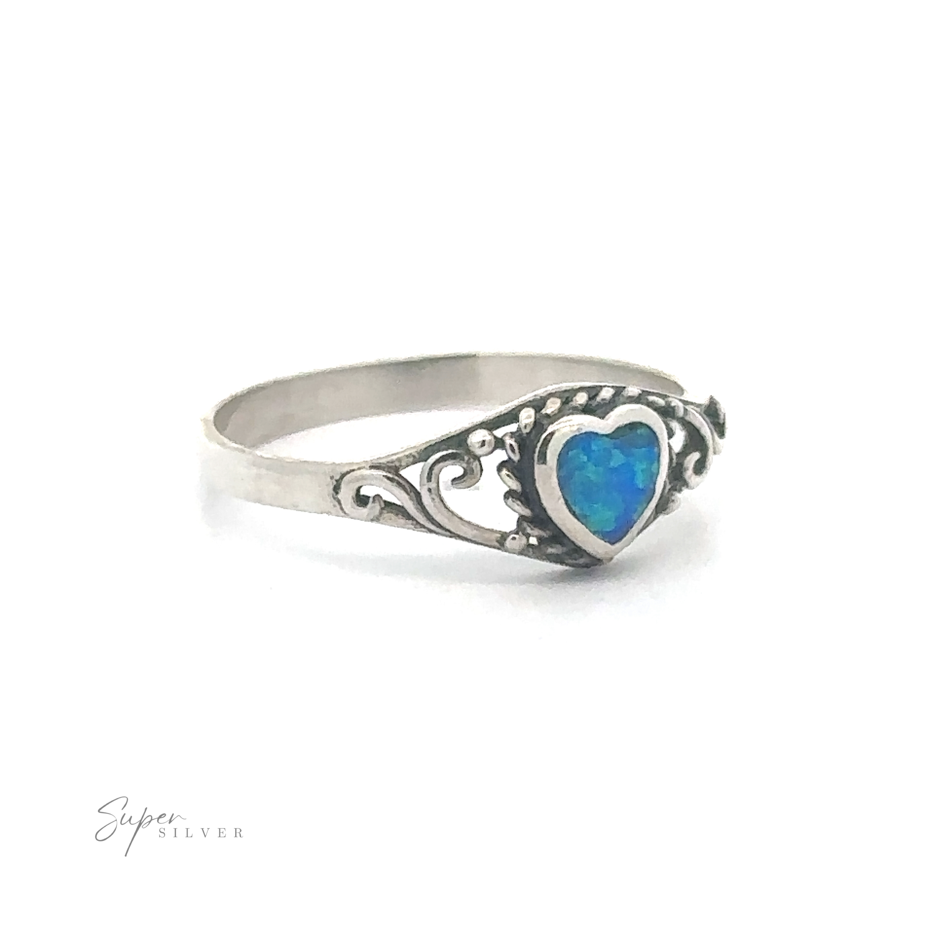 925 Dainty hot Heart White Opal