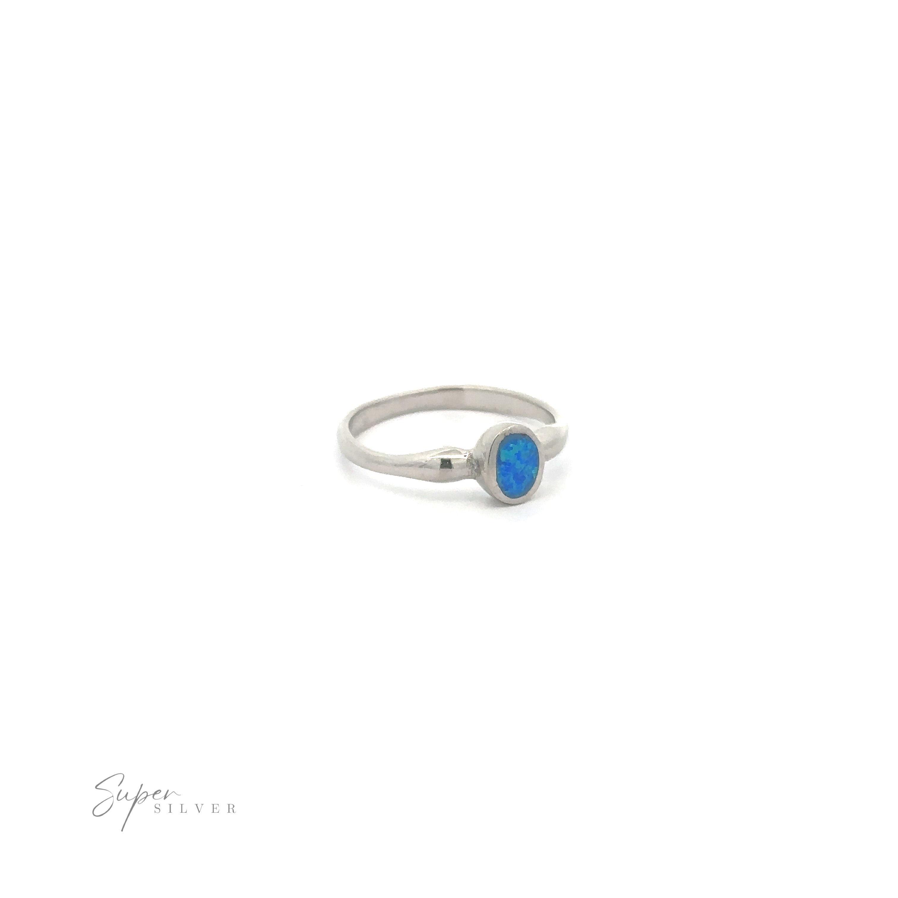 Petite Blue Lab Opal Ring with a white background.