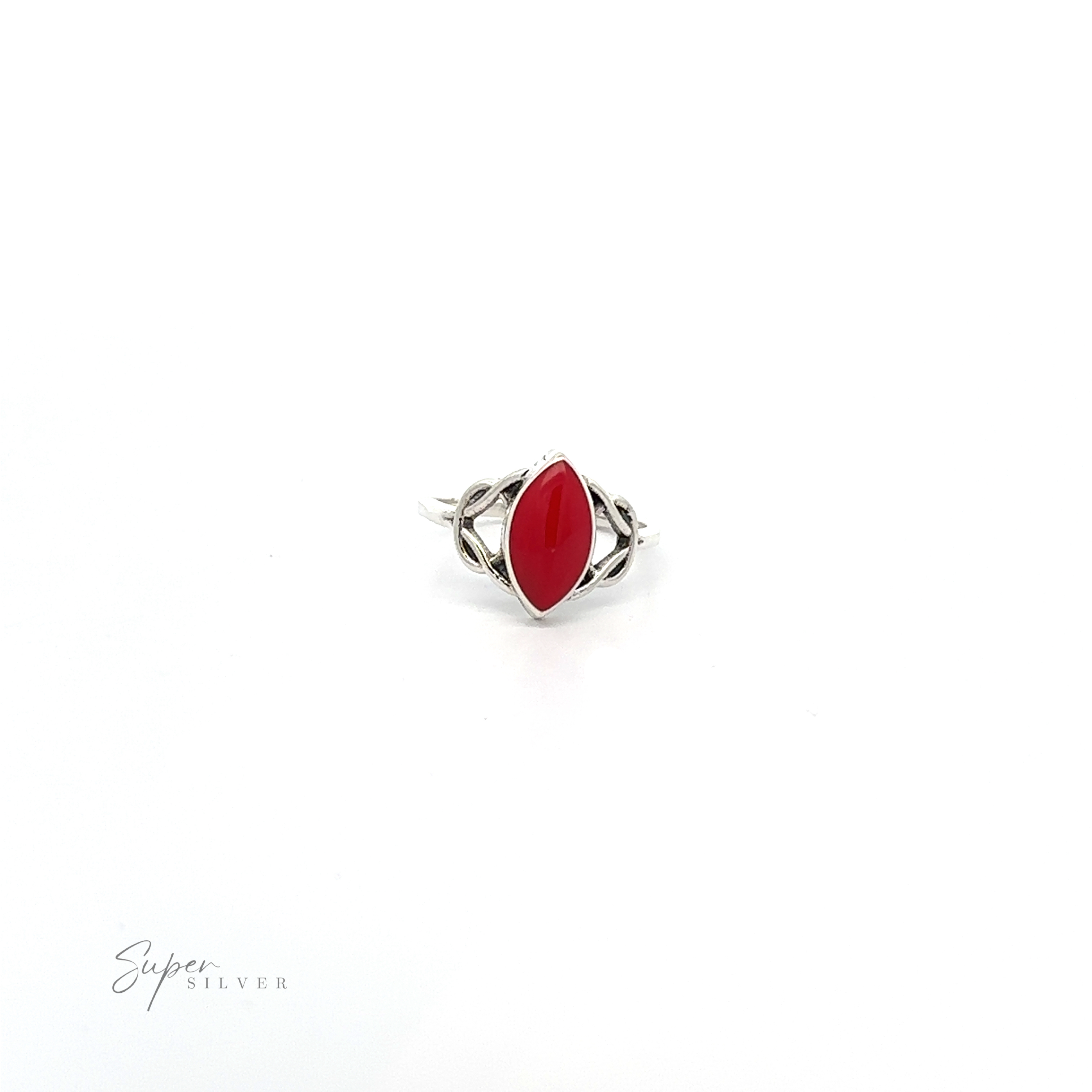 A collection of Celtic Knot Marquise Inlaid Stone Rings on a white background.