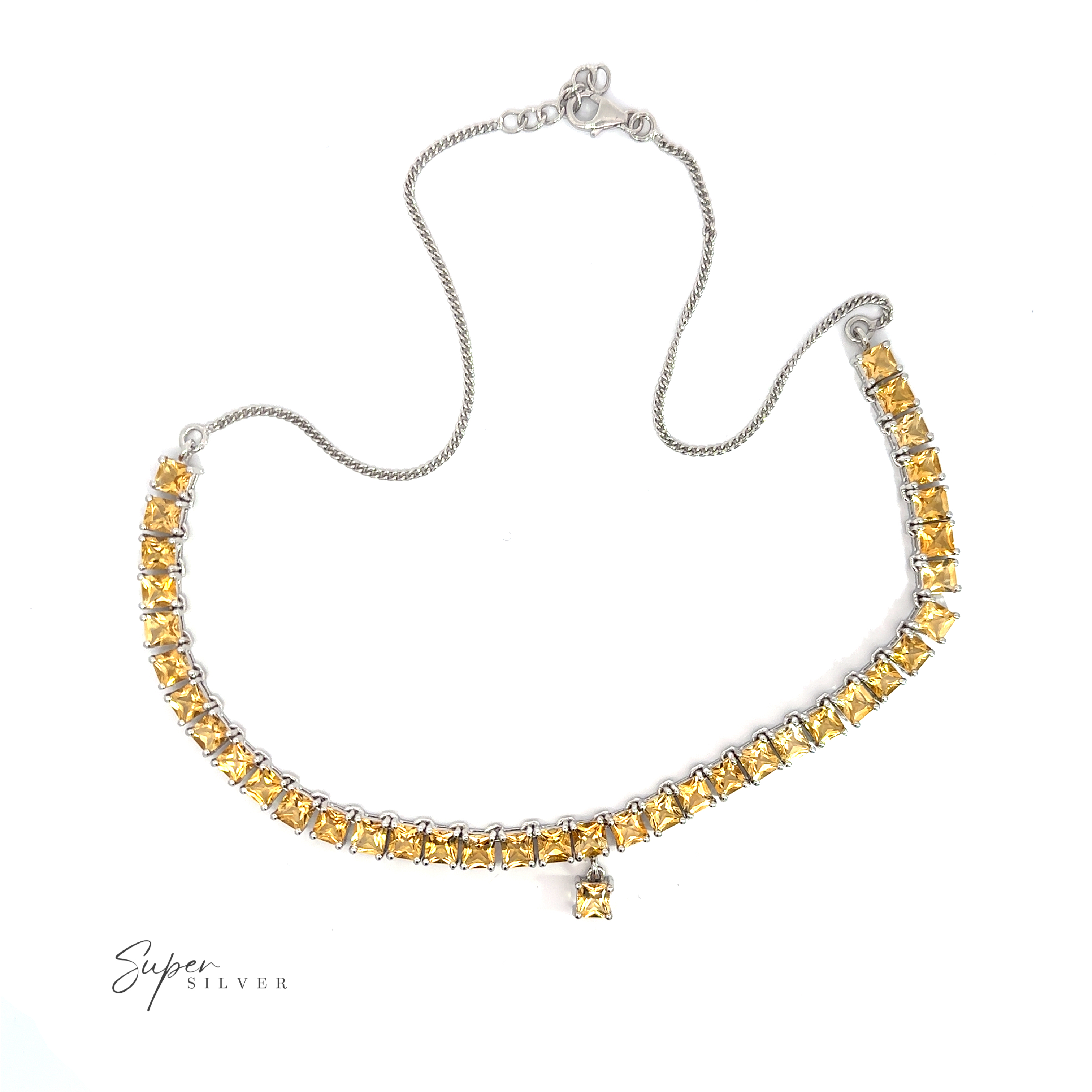 A timeless Elegant Faceted Gemstone Jewelry Set with an elegant silver chain and a pendant.