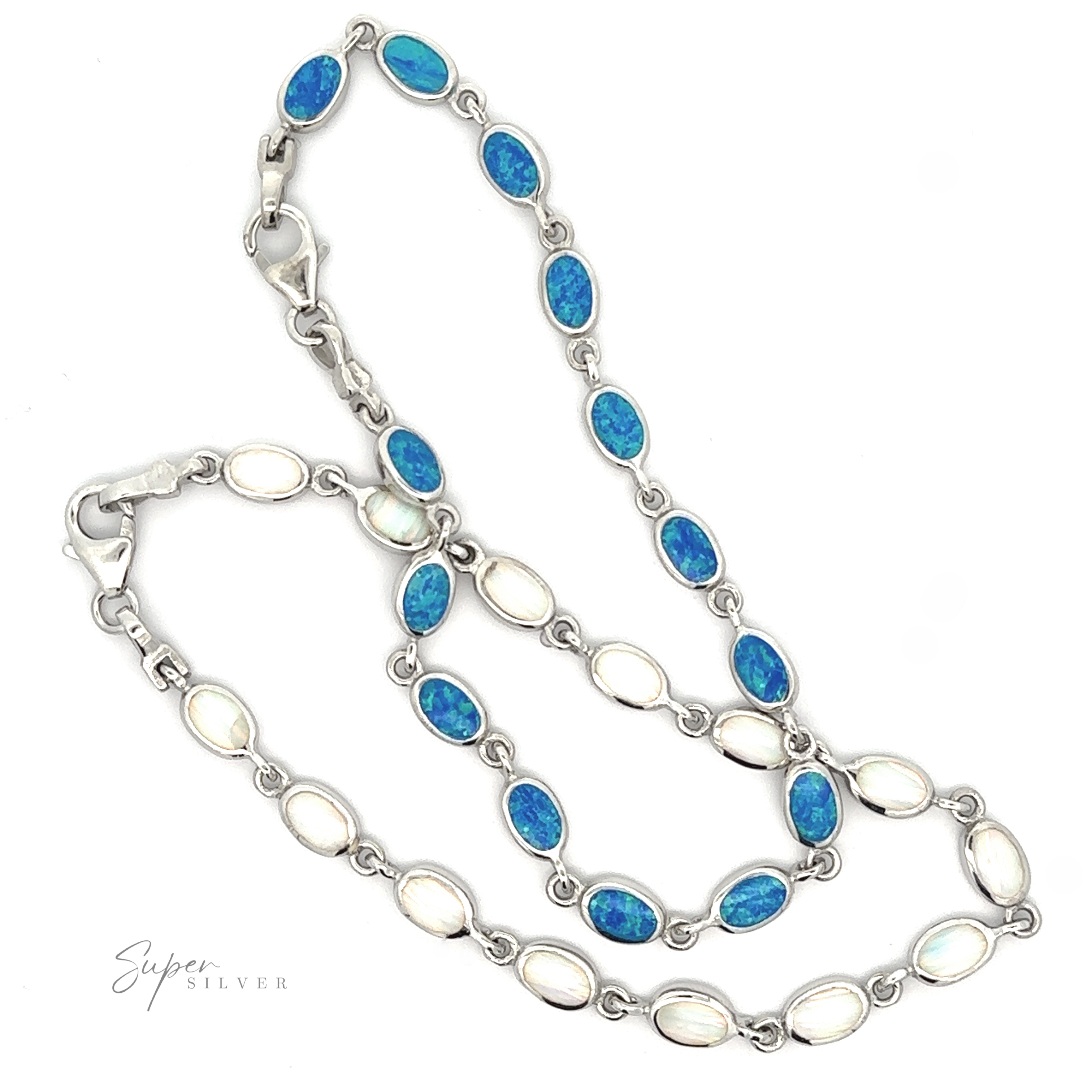 A bracelet with lab-created blue opals.