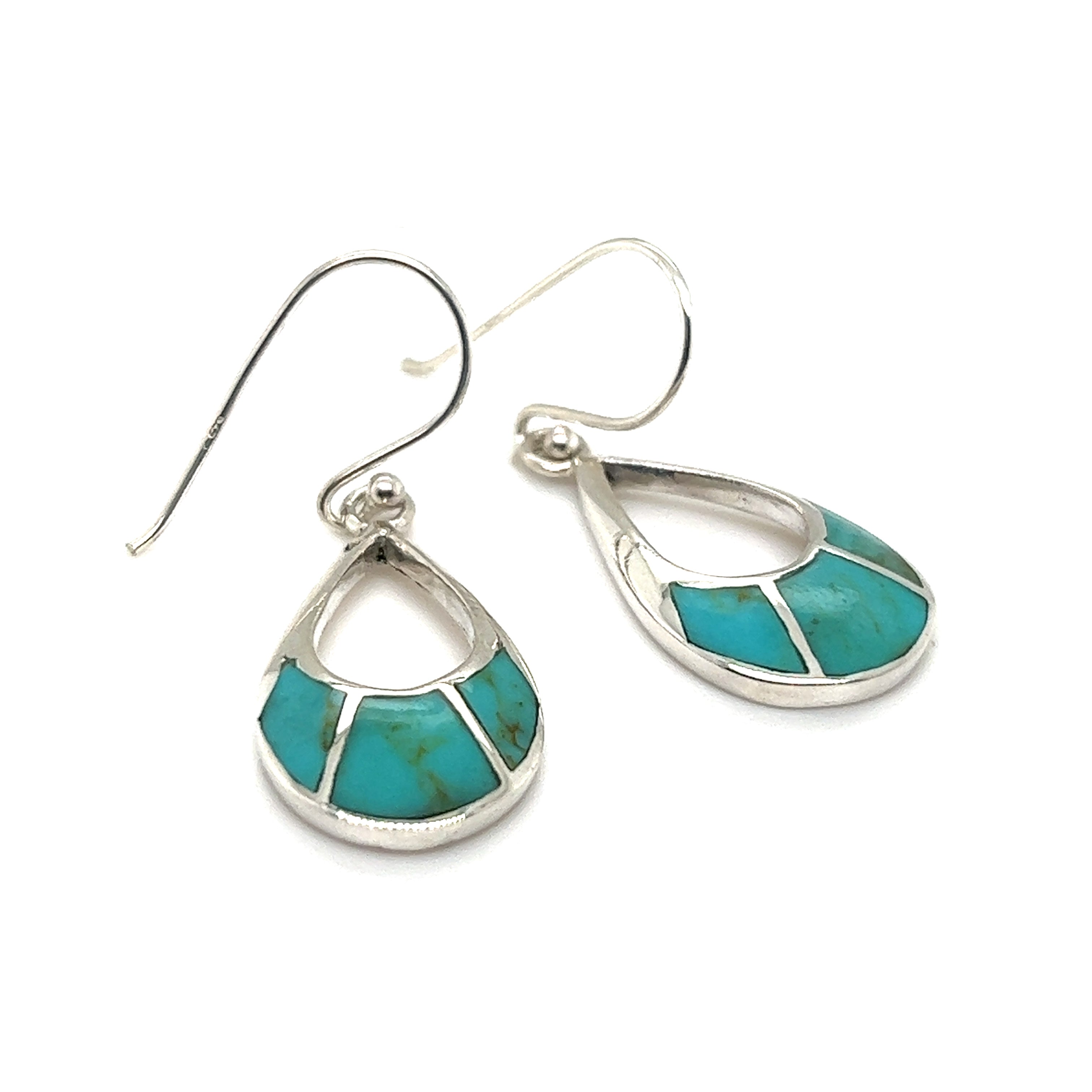 A pair of Elegant Teardrop Earrings with Inlaid Stones from Super Silver.