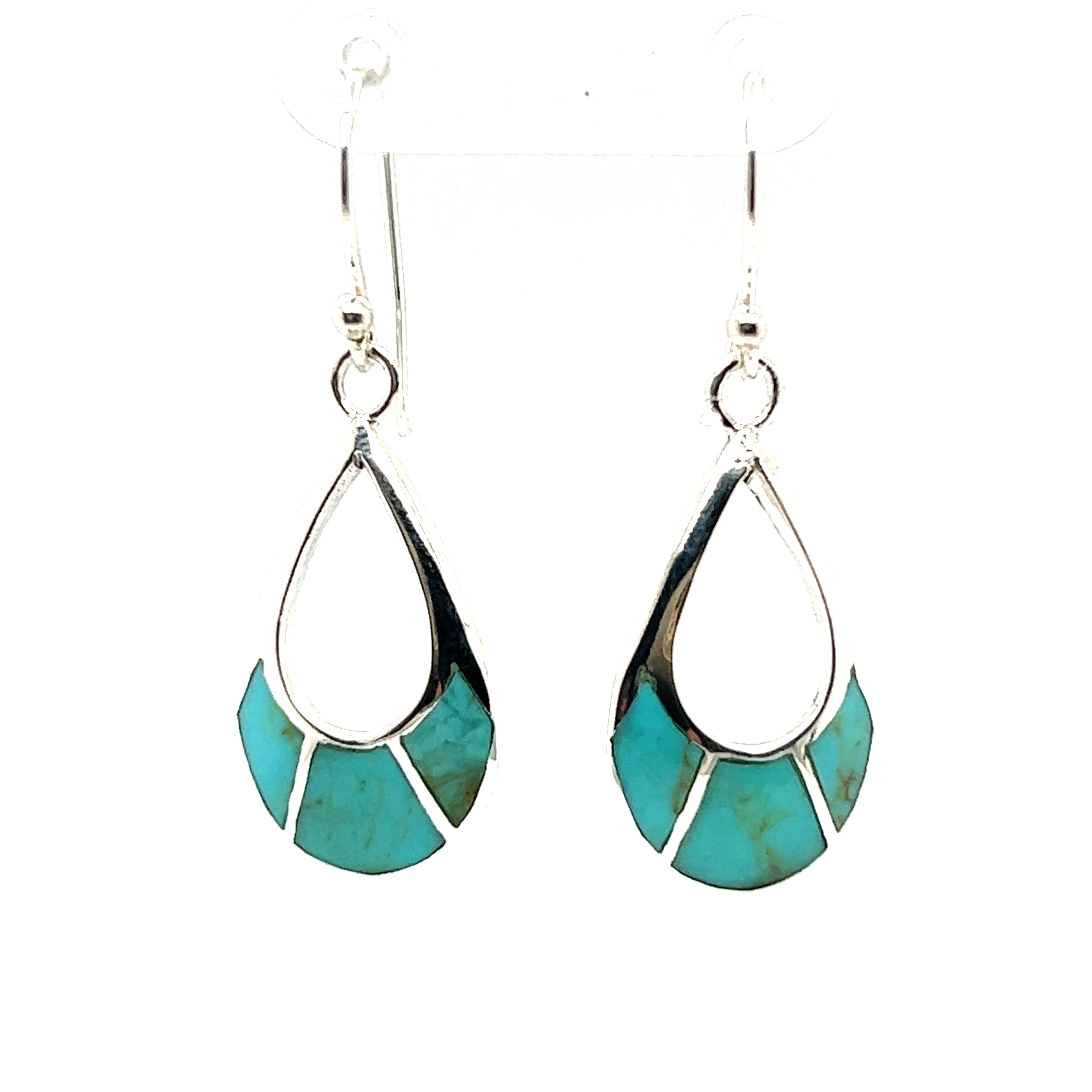 A pair of Elegant Teardrop Earrings with Inlaid Stones by Super Silver.