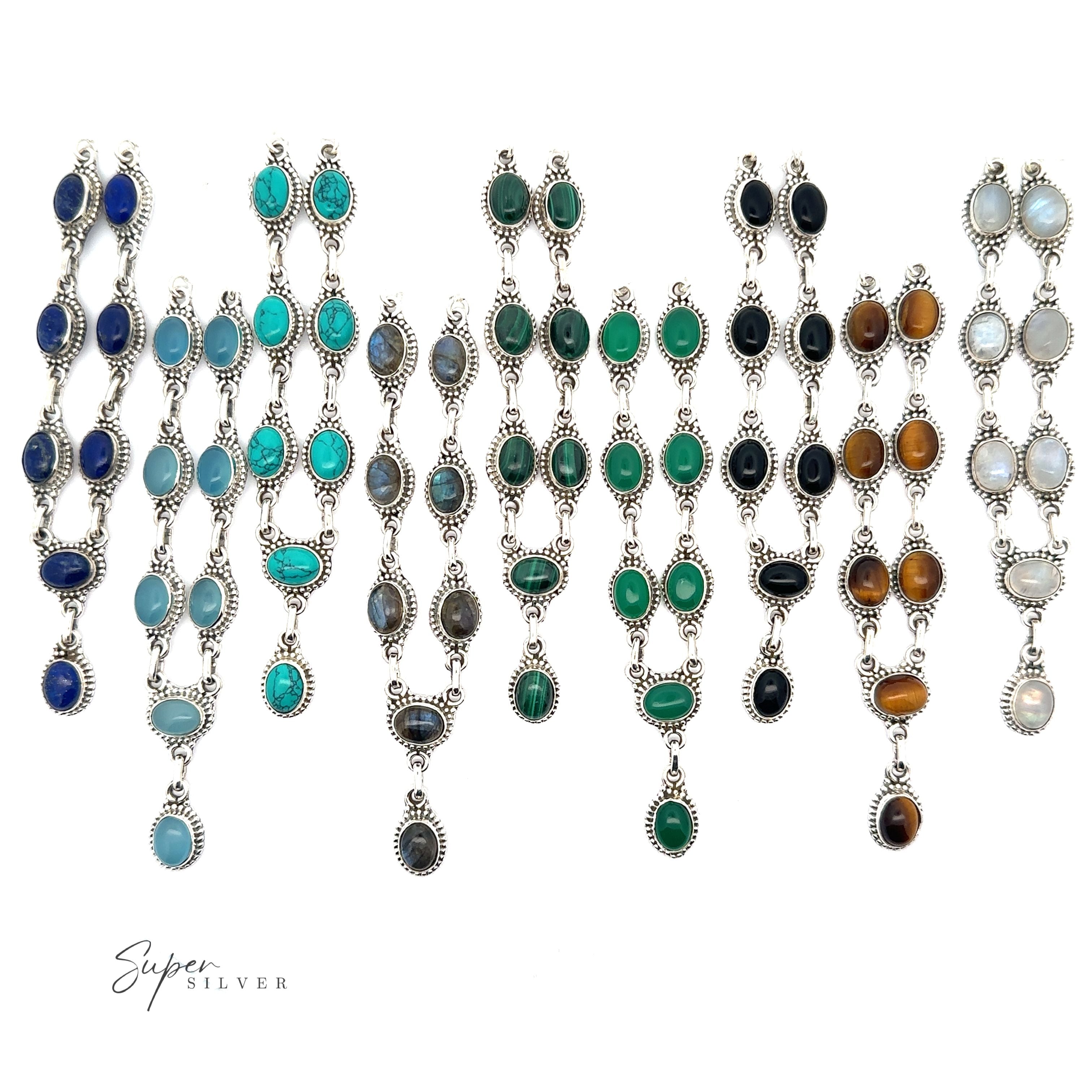 A group of Gemstone Y-Necklaces with Beaded Border that will enhance any outfit. This beautiful piece features a stunning Y-shaped design, including amethyst and citrine stones.