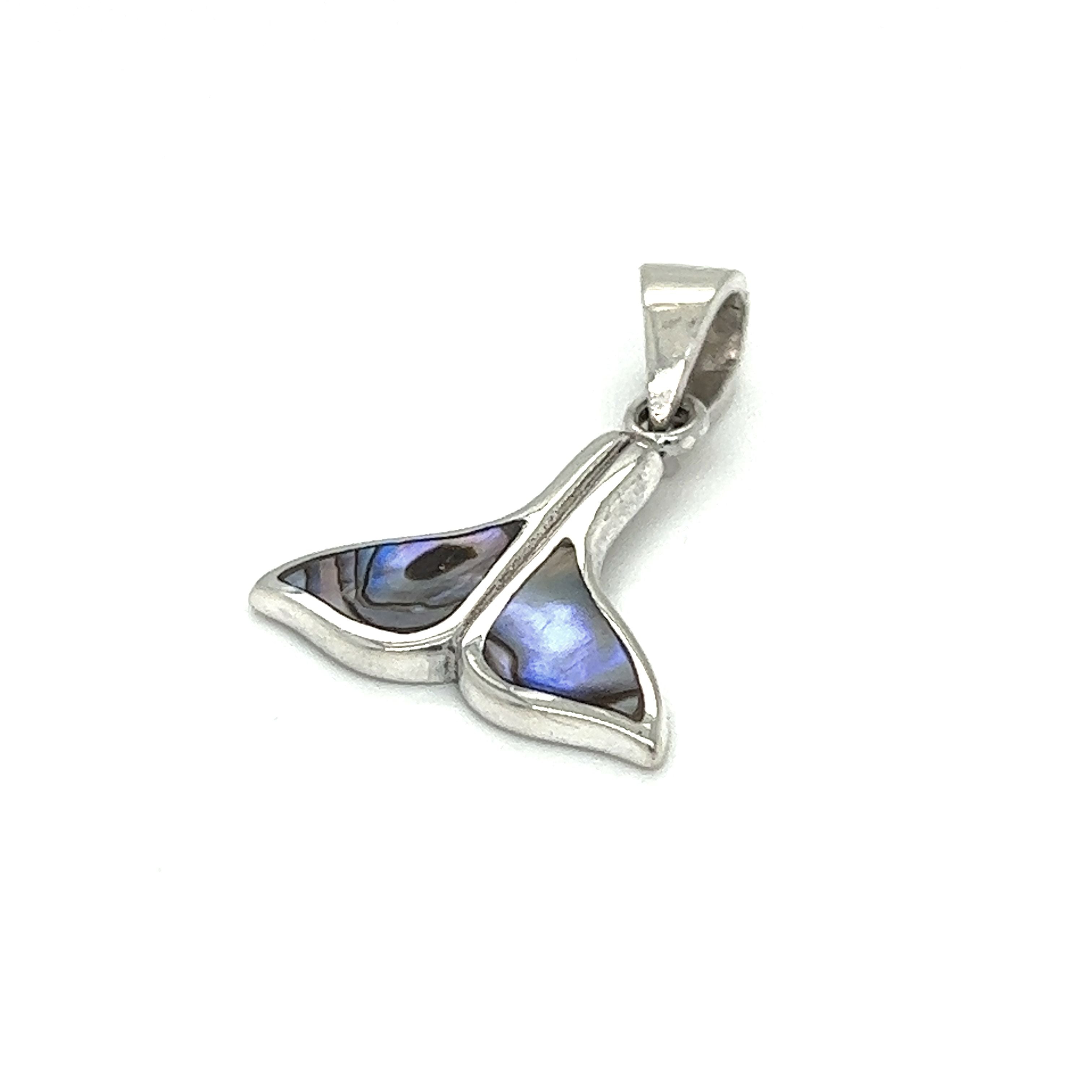 Ocean-inspired Simple Whale Tail Pendant with Inlay Stones from Super Silver brand.