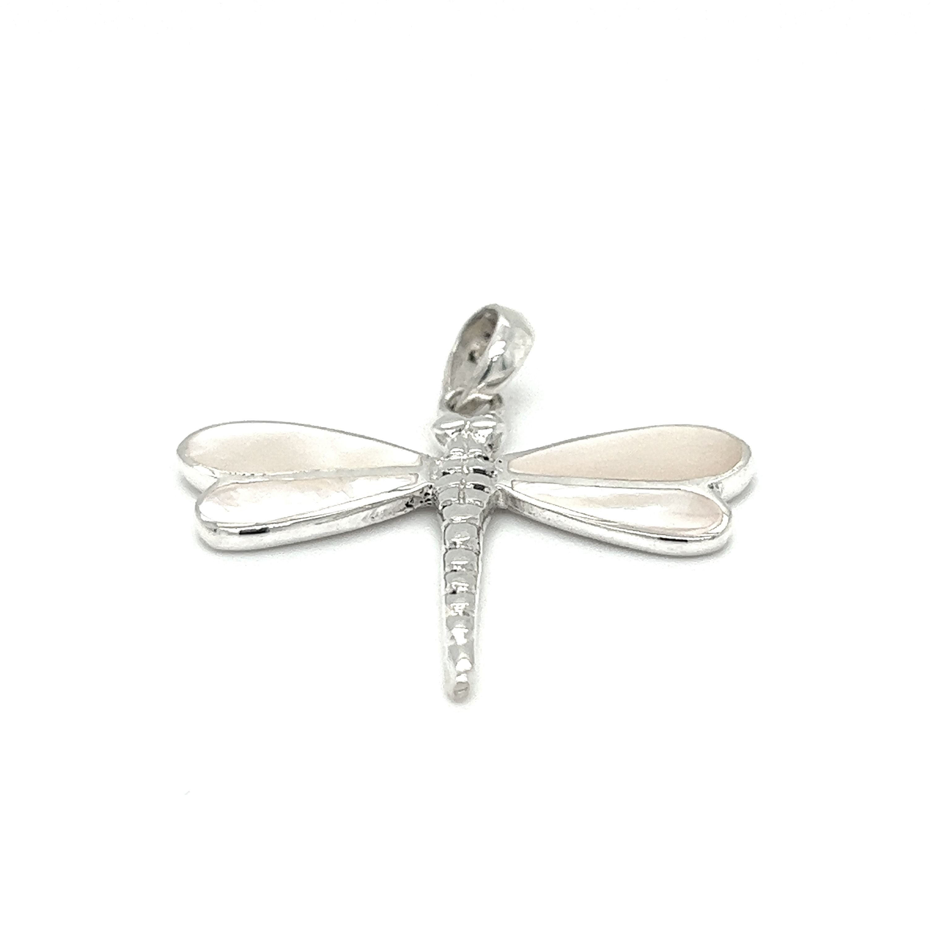 A Dragonfly Inlay Stone Pendant by Super Silver on a white background.