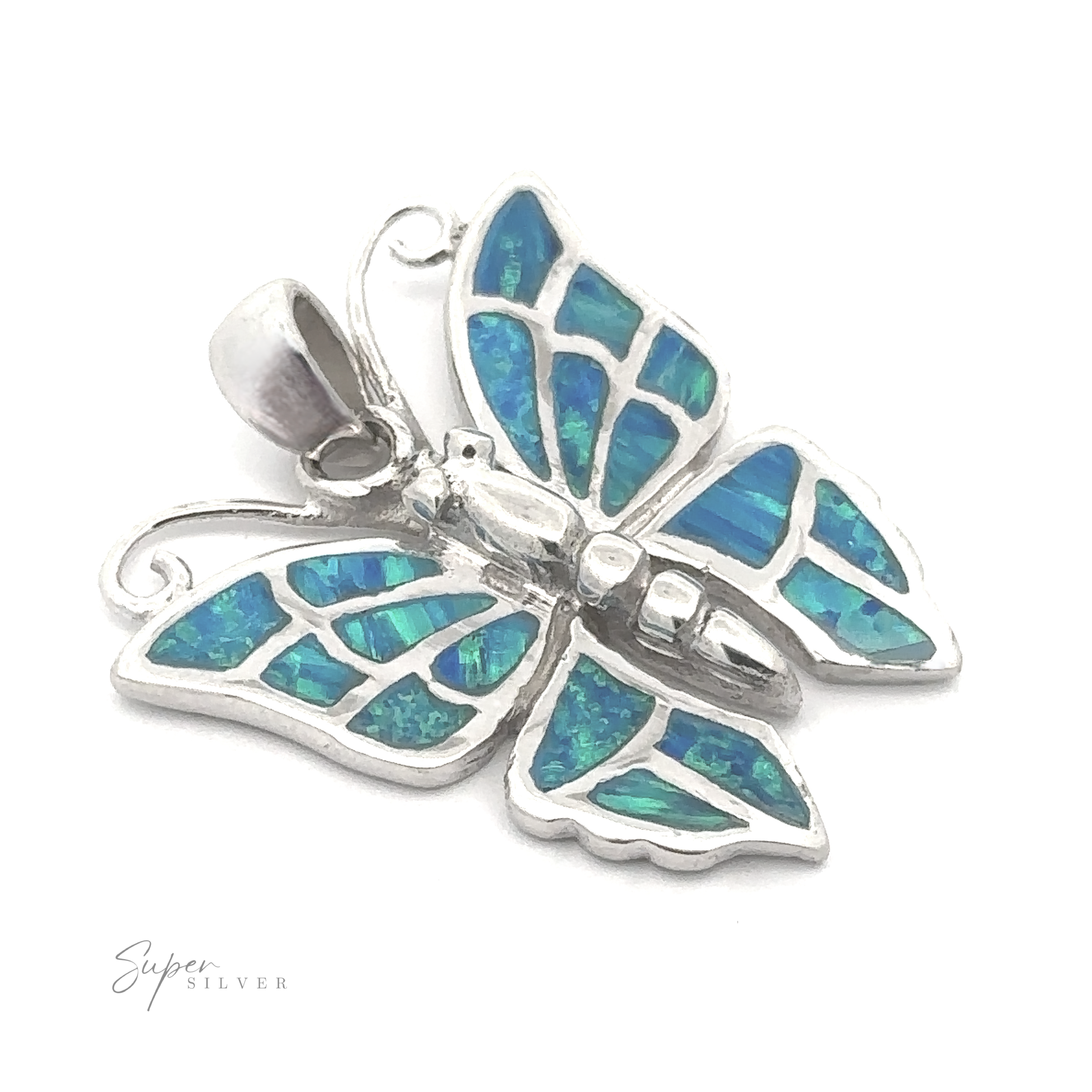 Lab-Created Opal Butterfly Pendant