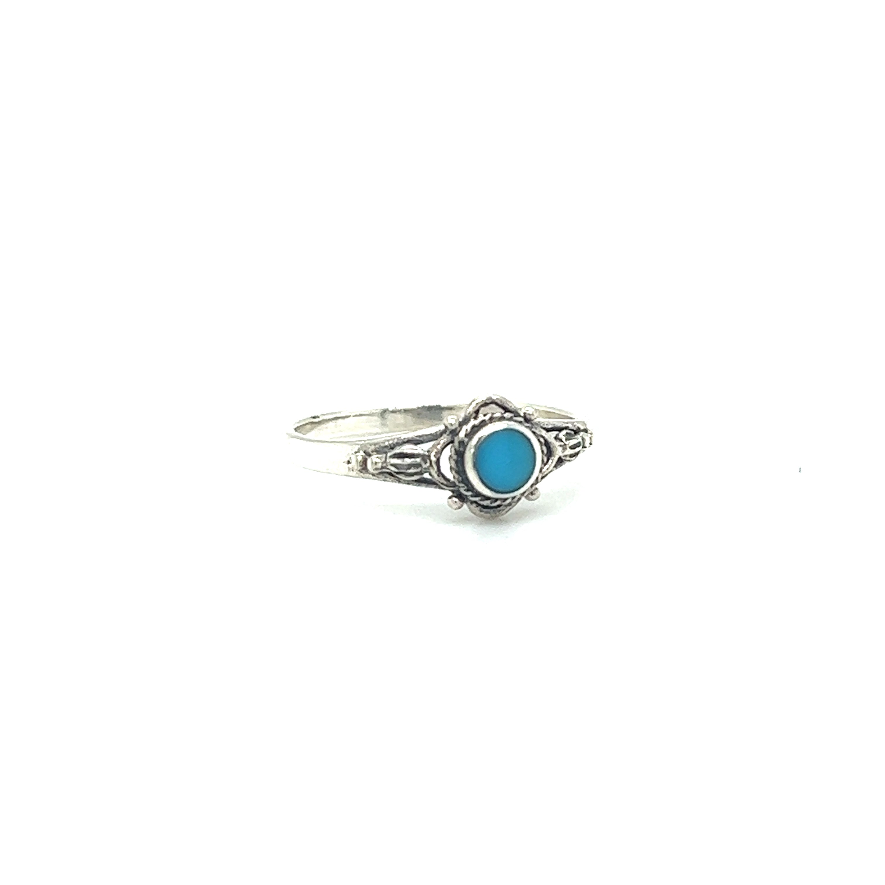 A captivating allure Dainty Inlaid Stone Ring with Subtle Flower Setting from Super Silver.
