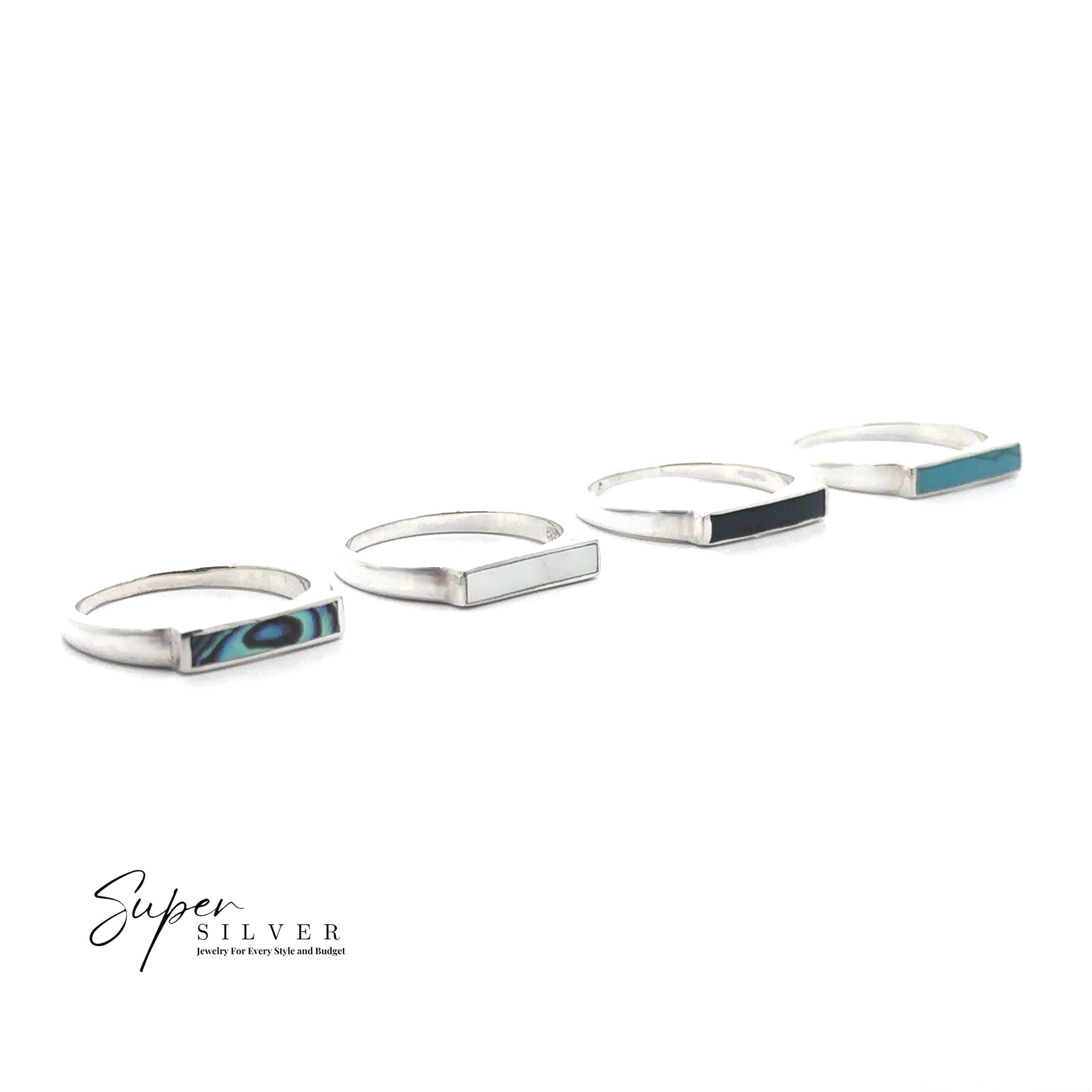 Inlay Stone Rectangle Signet Ring