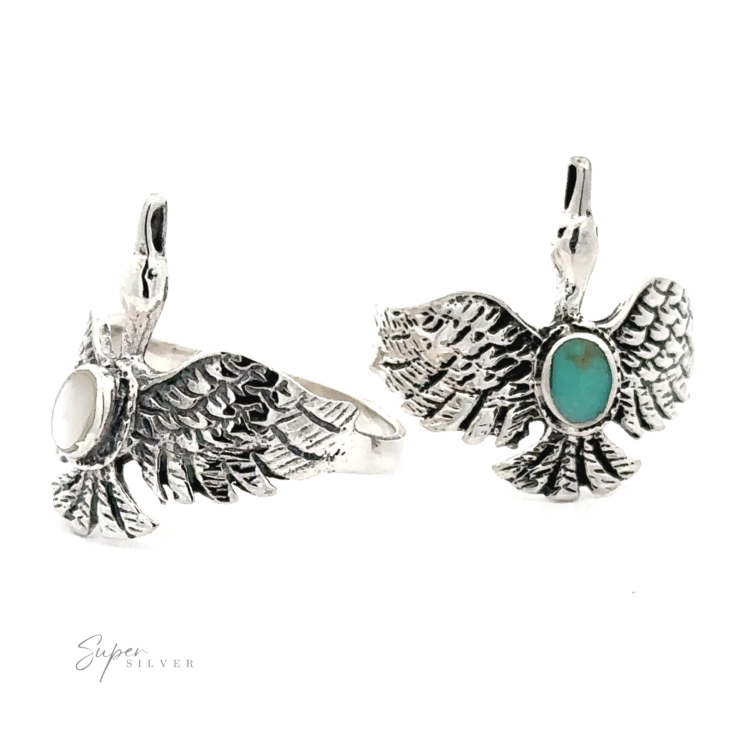 Sterling silver swan ring with inlay stone for the wildlife lover.