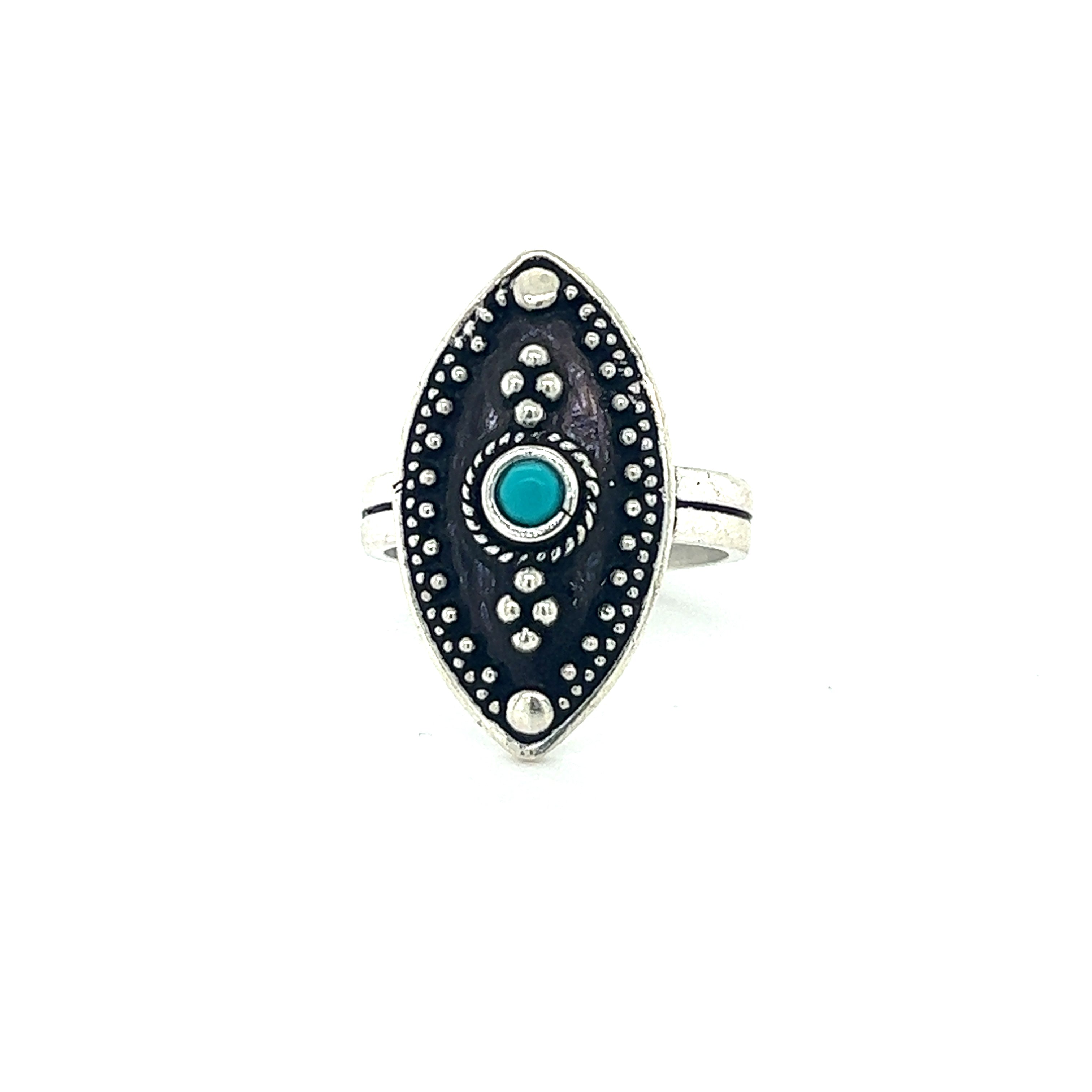A stunning Tibetan-Style Rings with Small Stones with a turquoise stone.