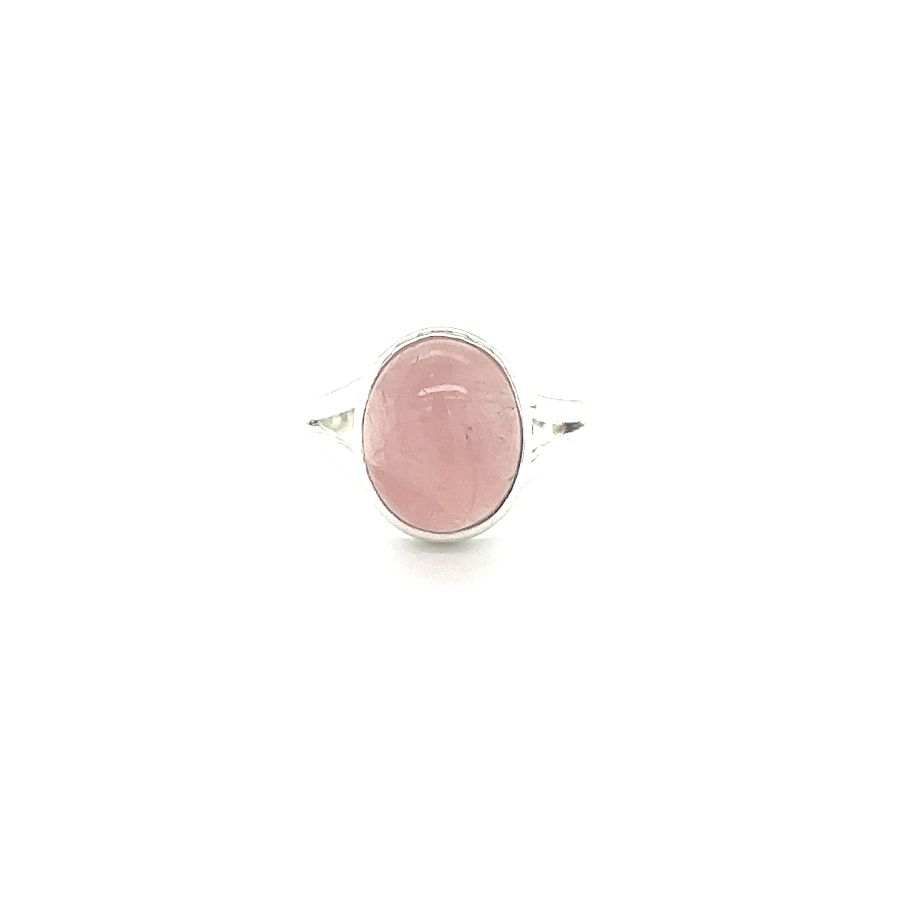 A natural beauty nestled on a white background, this elegant Oval Stone Ring showcases a radiant pink stone.