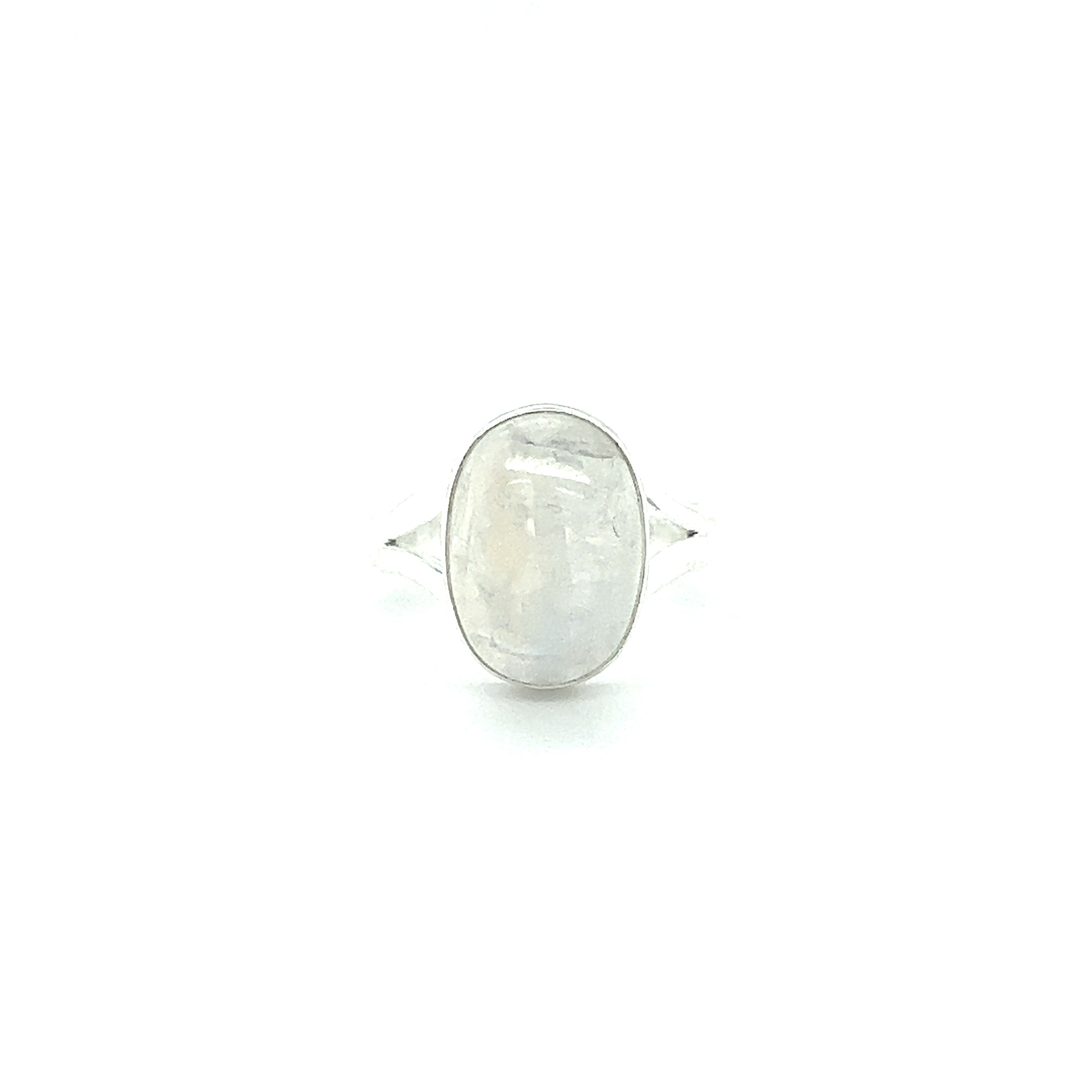 A Super Silver Oval Stone Ring on a white background, showcasing its natural beauty.
