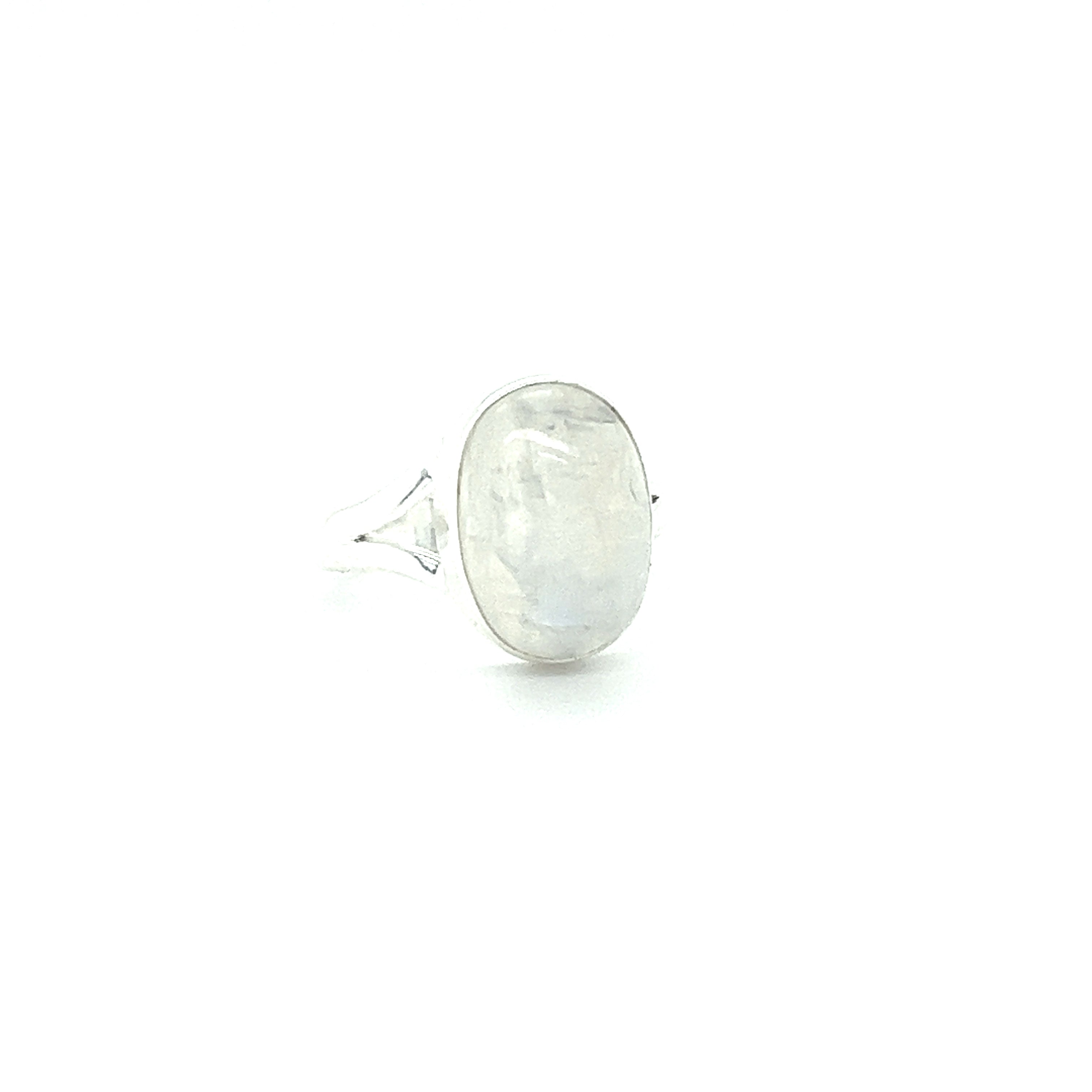 A Super Silver Oval Stone Ring showcasing its natural beauty on a white background.