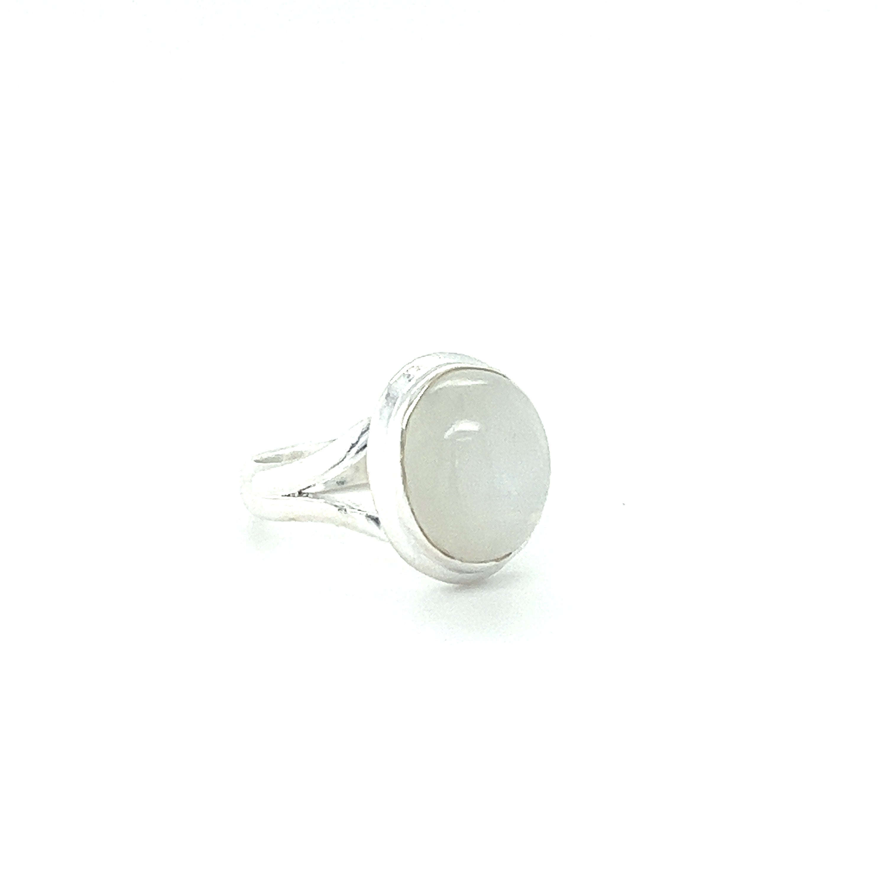 A Oval Stone Ring showcasing natural beauty on a white background, offered by Super Silver.