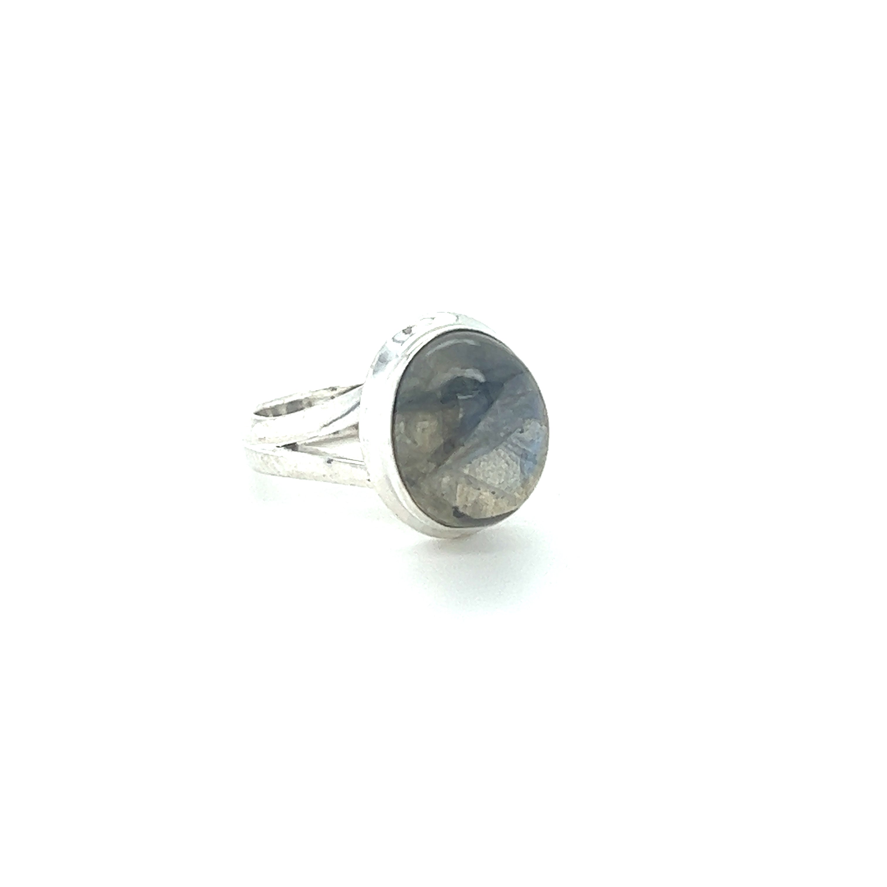 Boho-inspired Oval Stone ring in sterling silver.