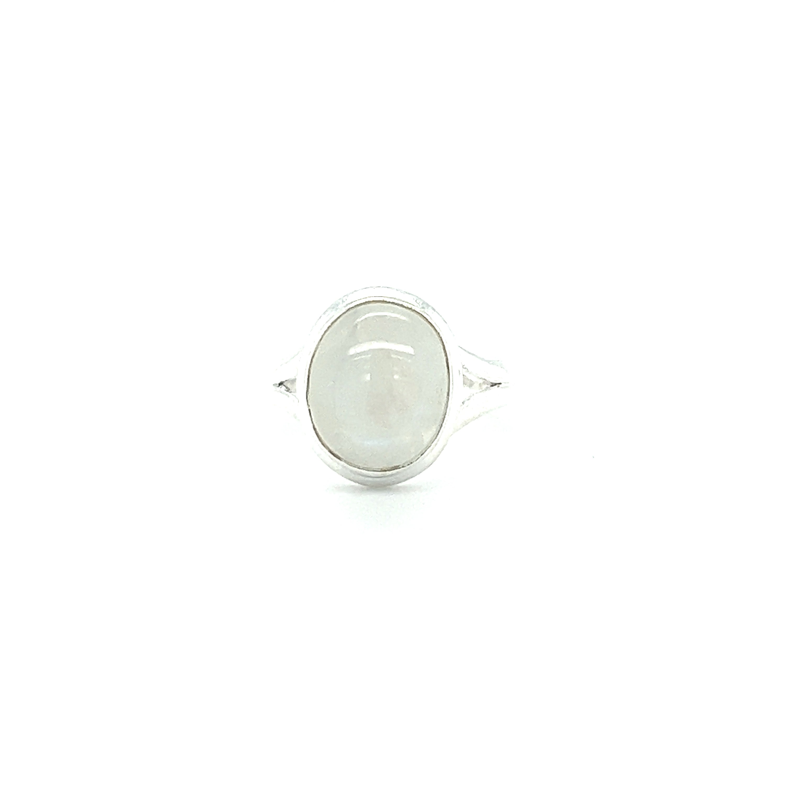 A stunning Super Silver Oval Stone Ring on a white background, showcasing its natural beauty.