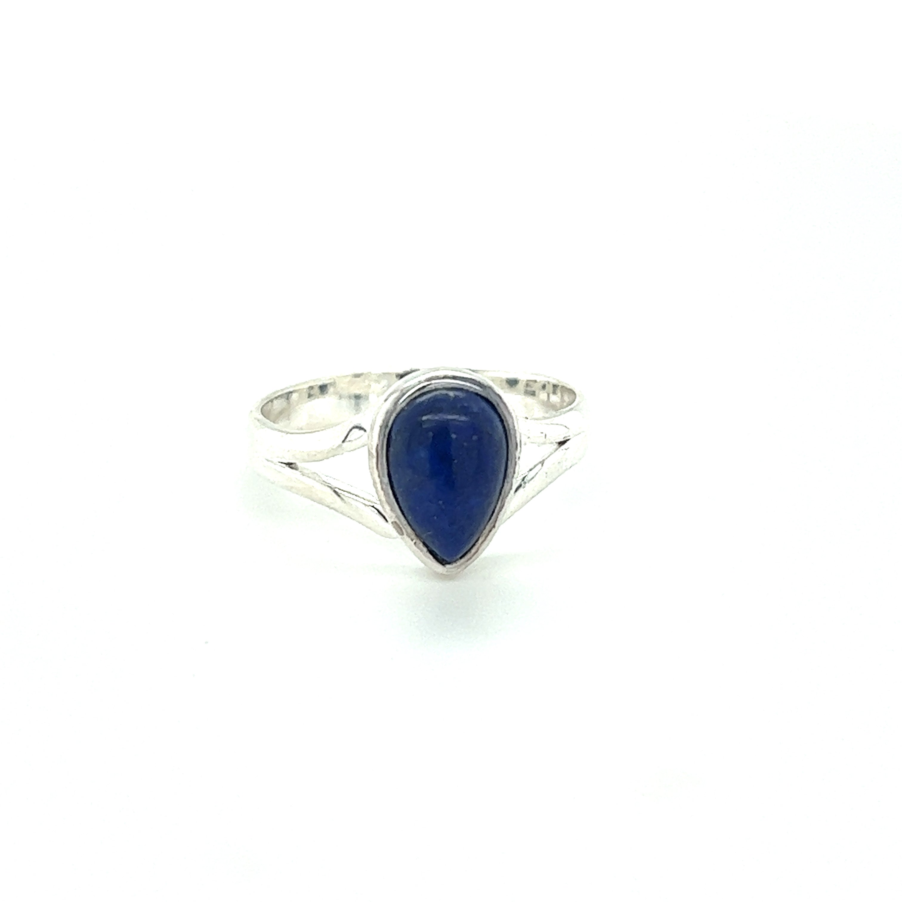 This modern sterling silver ring features a Simple Teardrop Shape Gemstone.