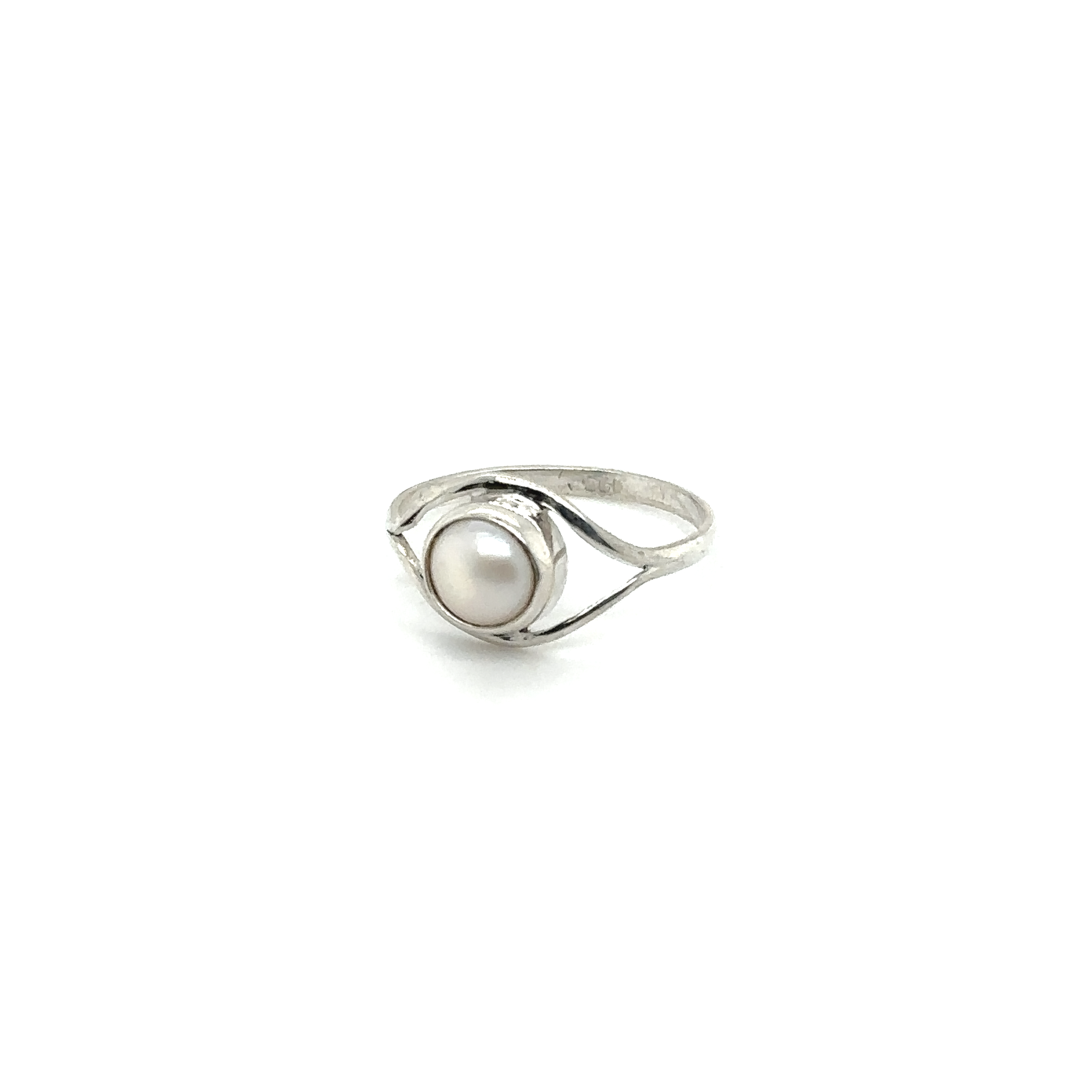 A contemporary white Abstract Stone Eye ring with an abstract aesthetic on a white background.