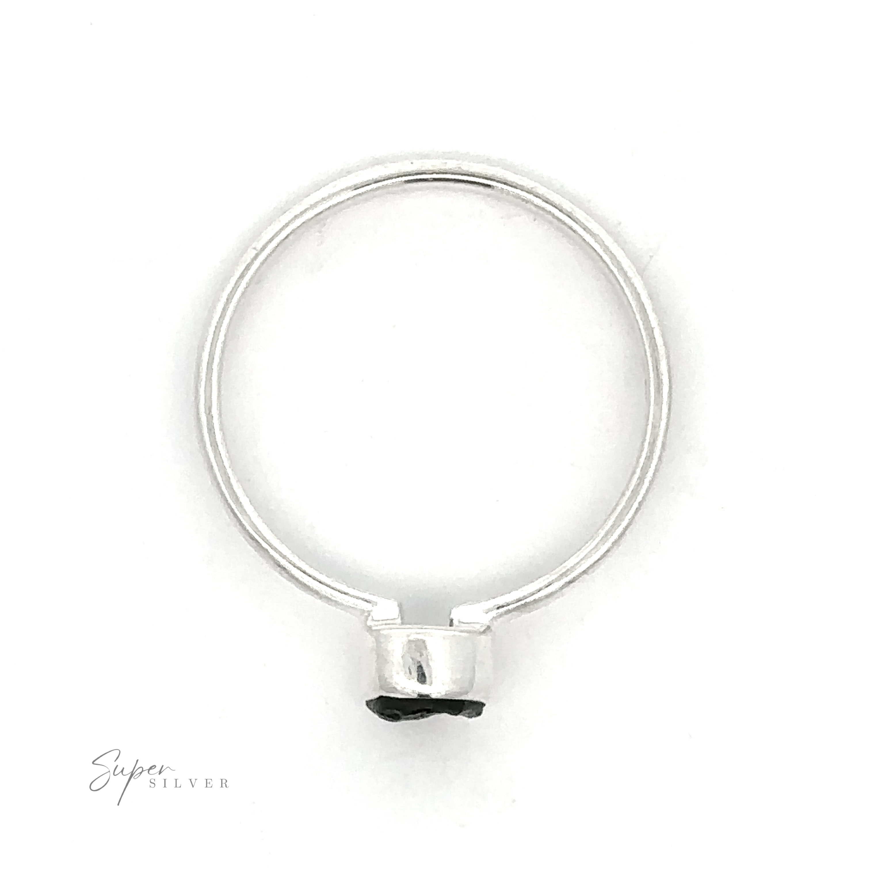 Raw Moldavite Ring with a single moldavite stone setting on a white background.