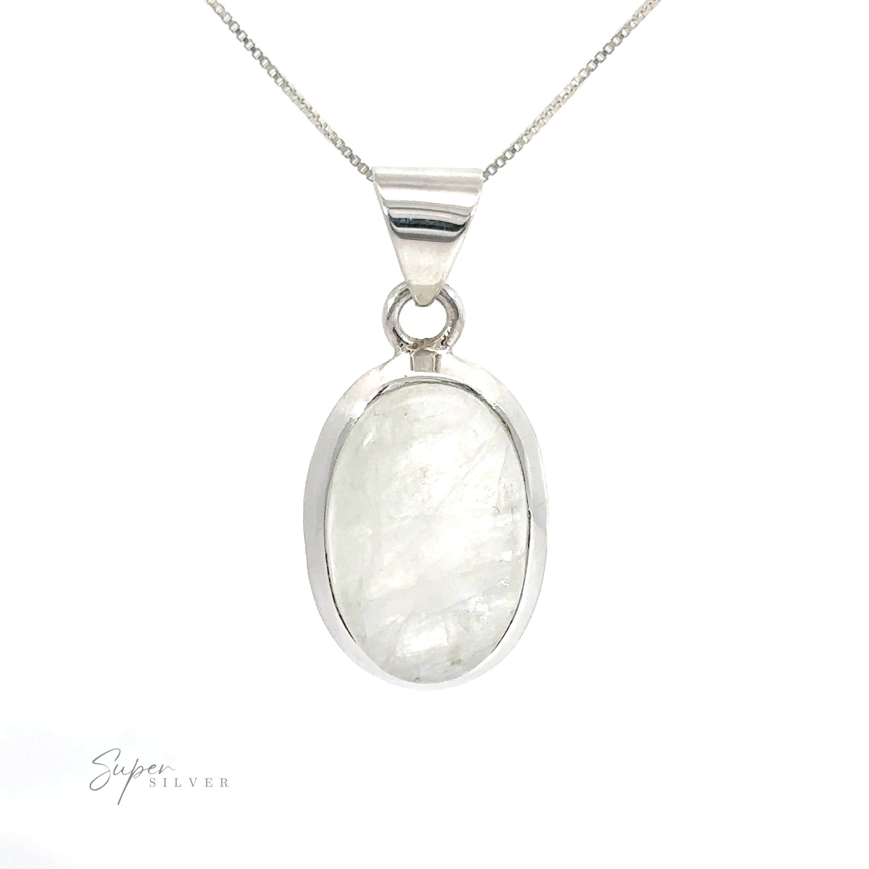 Simple Moonstone Oval Pendant necklace featuring an oval Simple Moonstone Oval Pendant on a delicate chain, displayed against a white background.