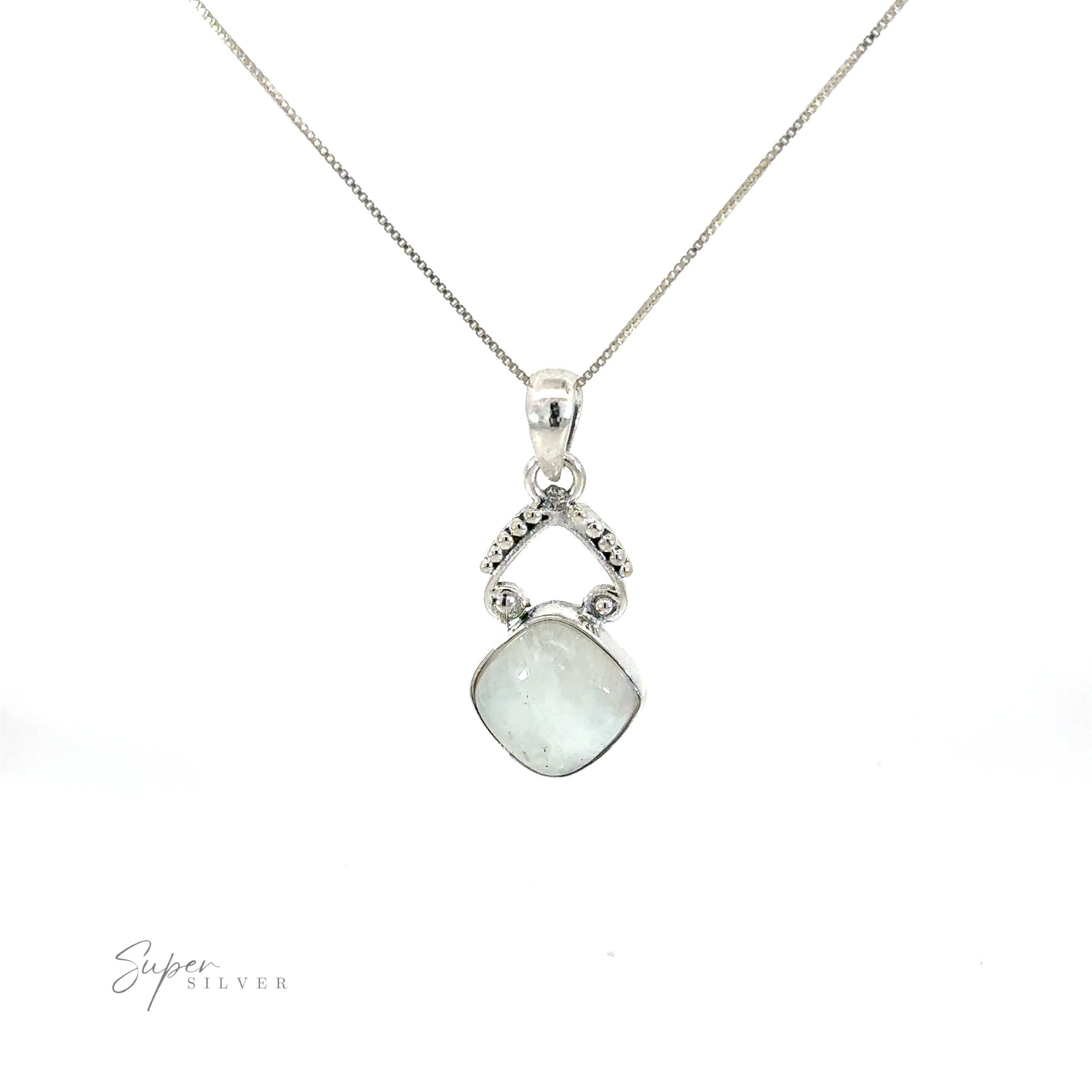 A Diamond Shaped Gemstone Pendant with diamonds, adding a bohemian flair to your jewelry collection.