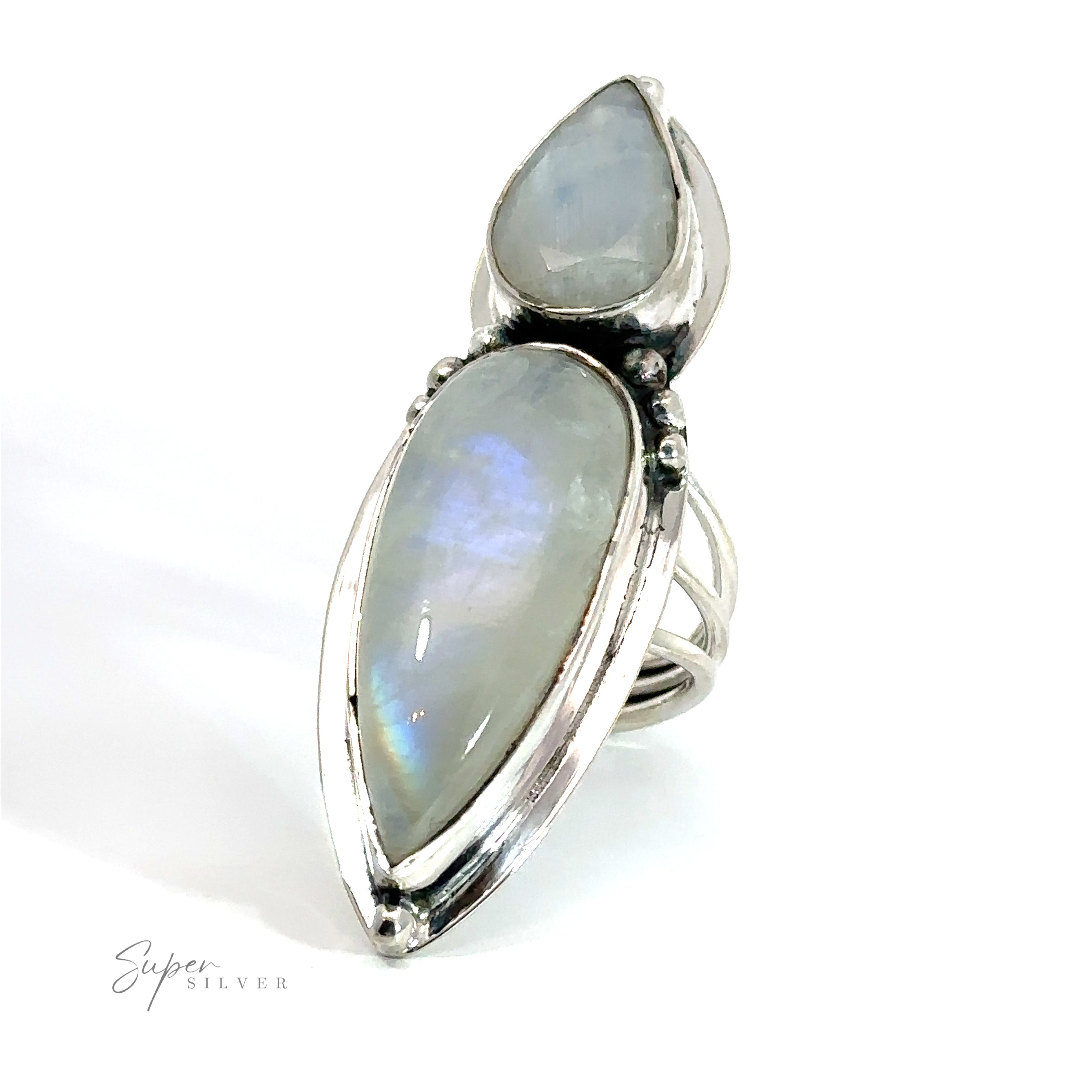 A Statement Teardrop Moonstone Ring, featuring an elegant design.