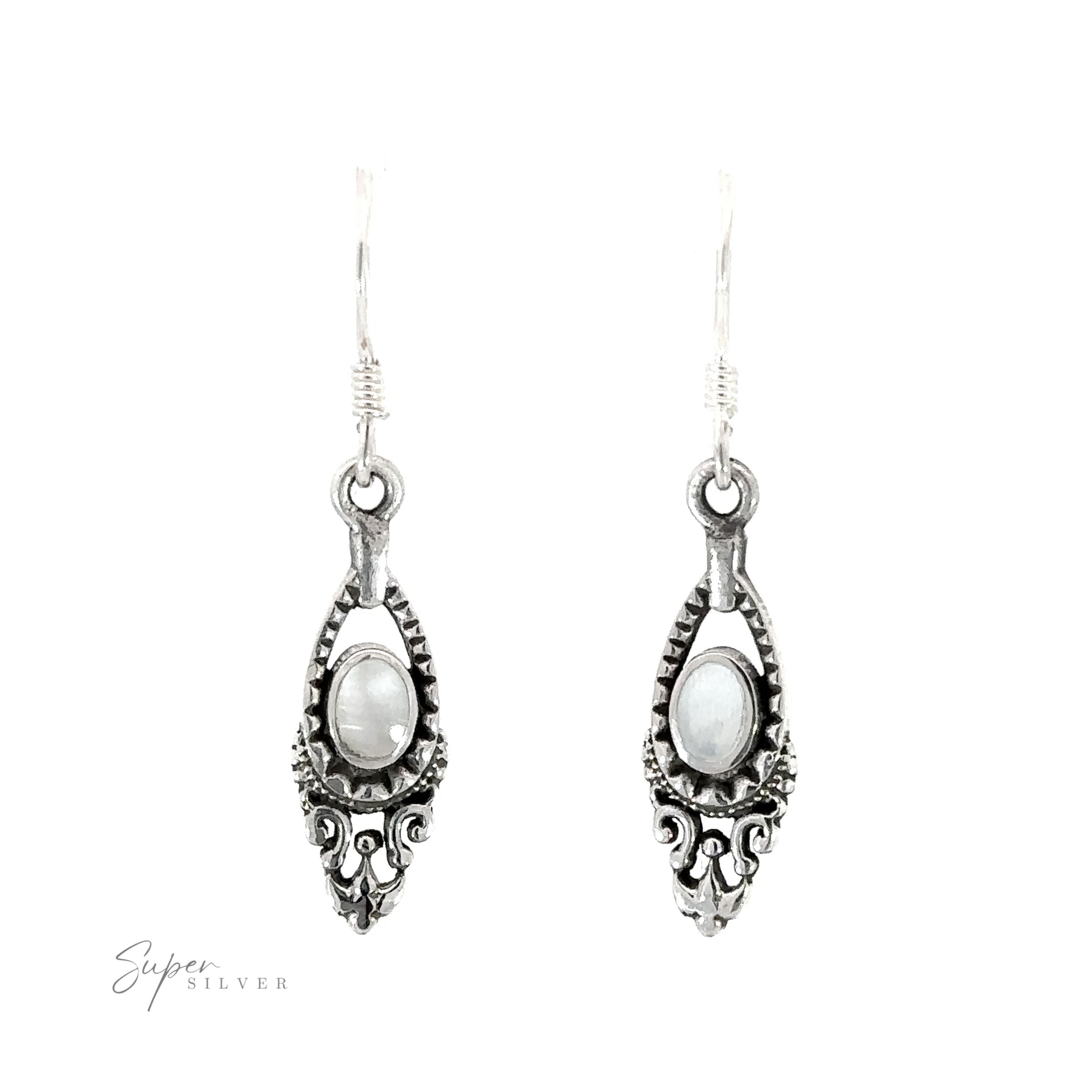 A pair of Delicate Victorian Stone Earrings, perfect for everyday wear.