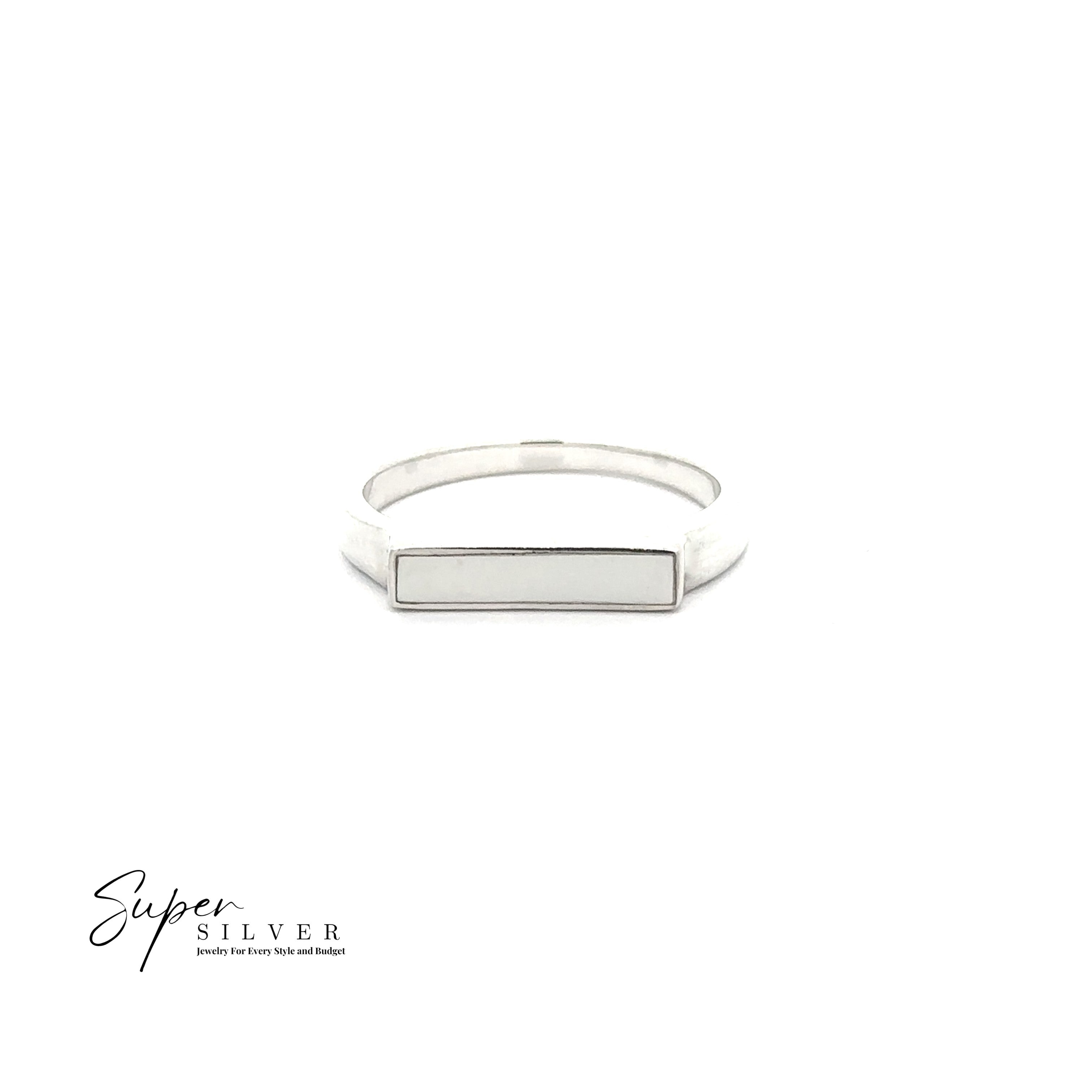 Inlay Stone Rectangle Signet Ring