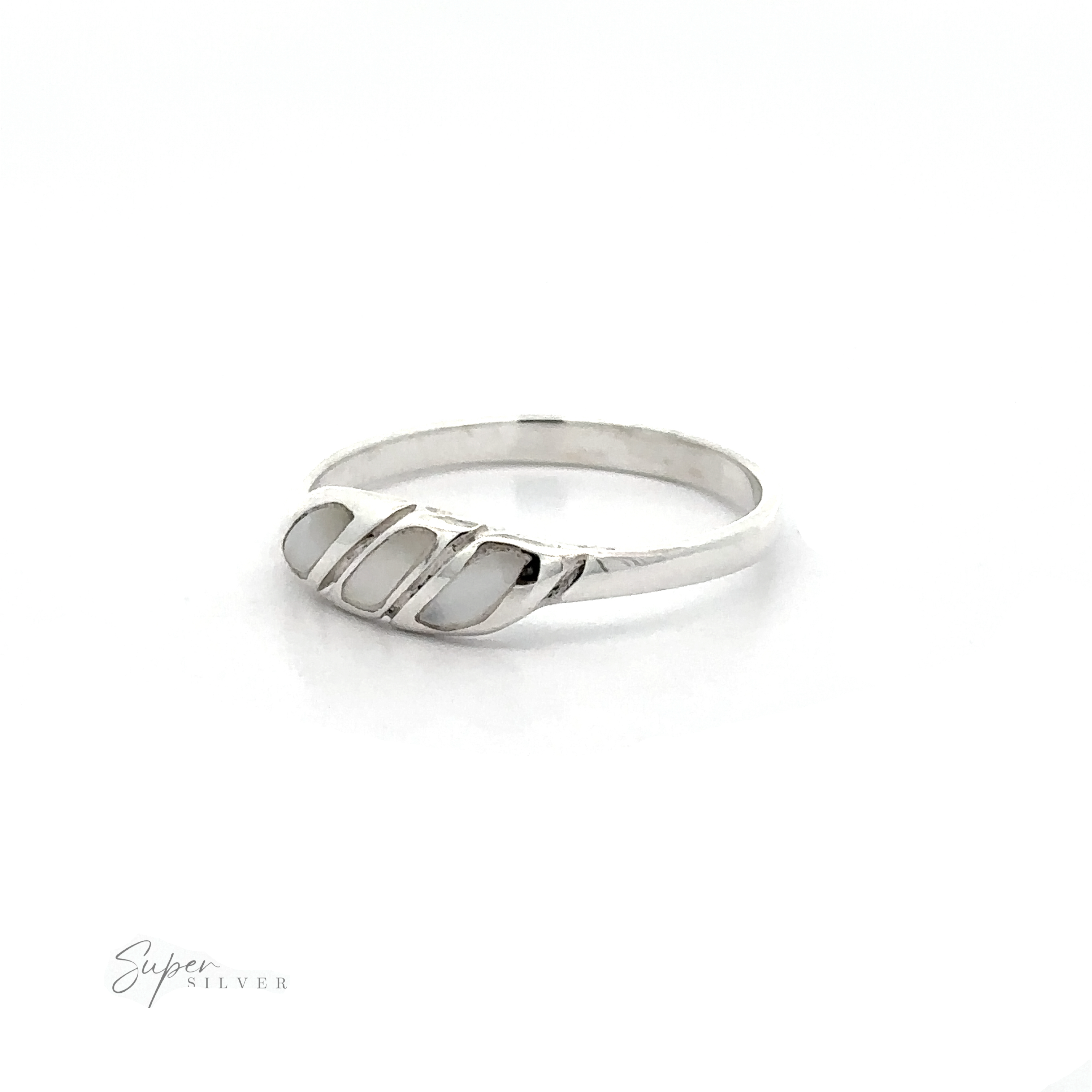 A Dainty Inlay Stone Twist Ring displayed against a white background.