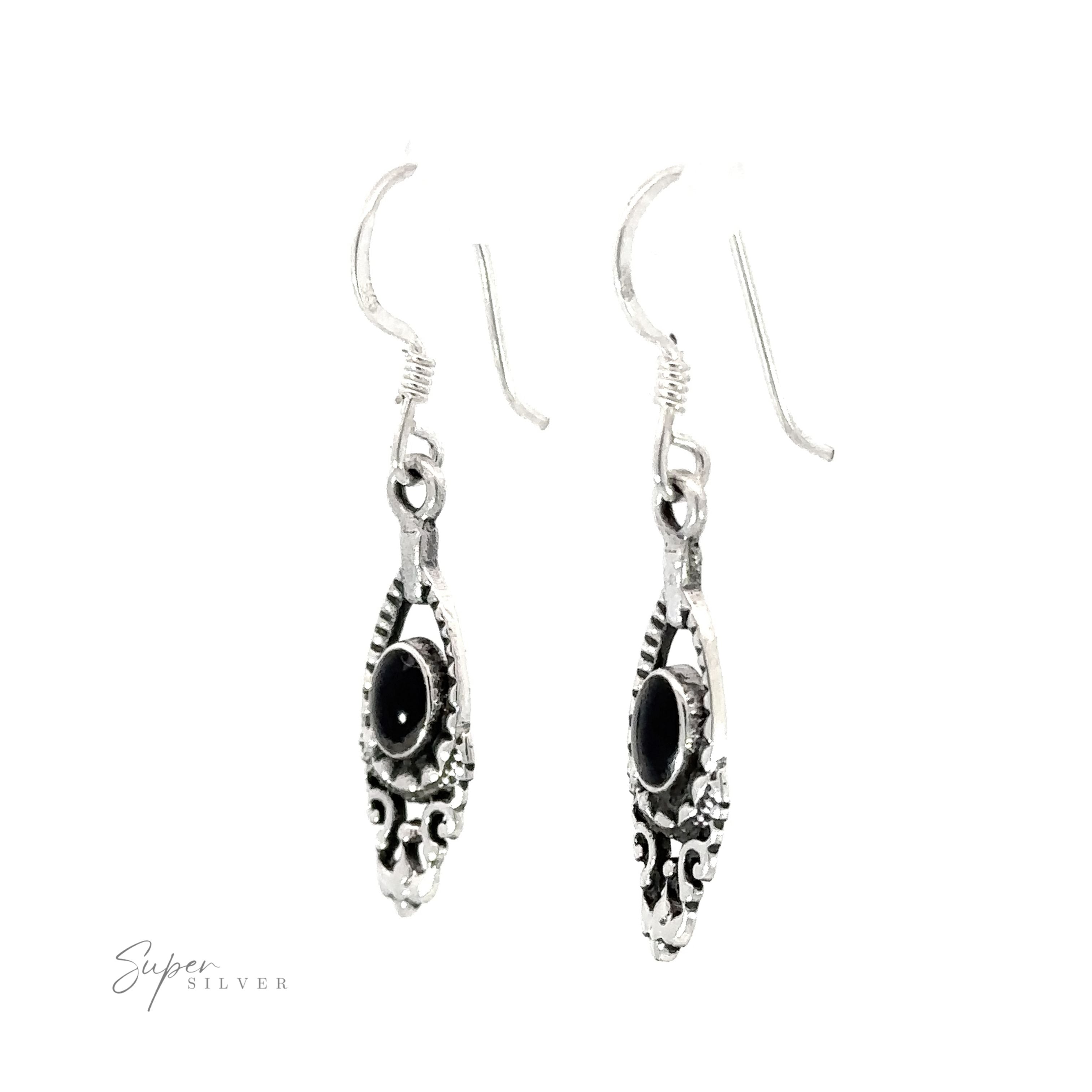 A pair of Delicate Victorian Stone Earrings on a white background, perfect for everyday wear.