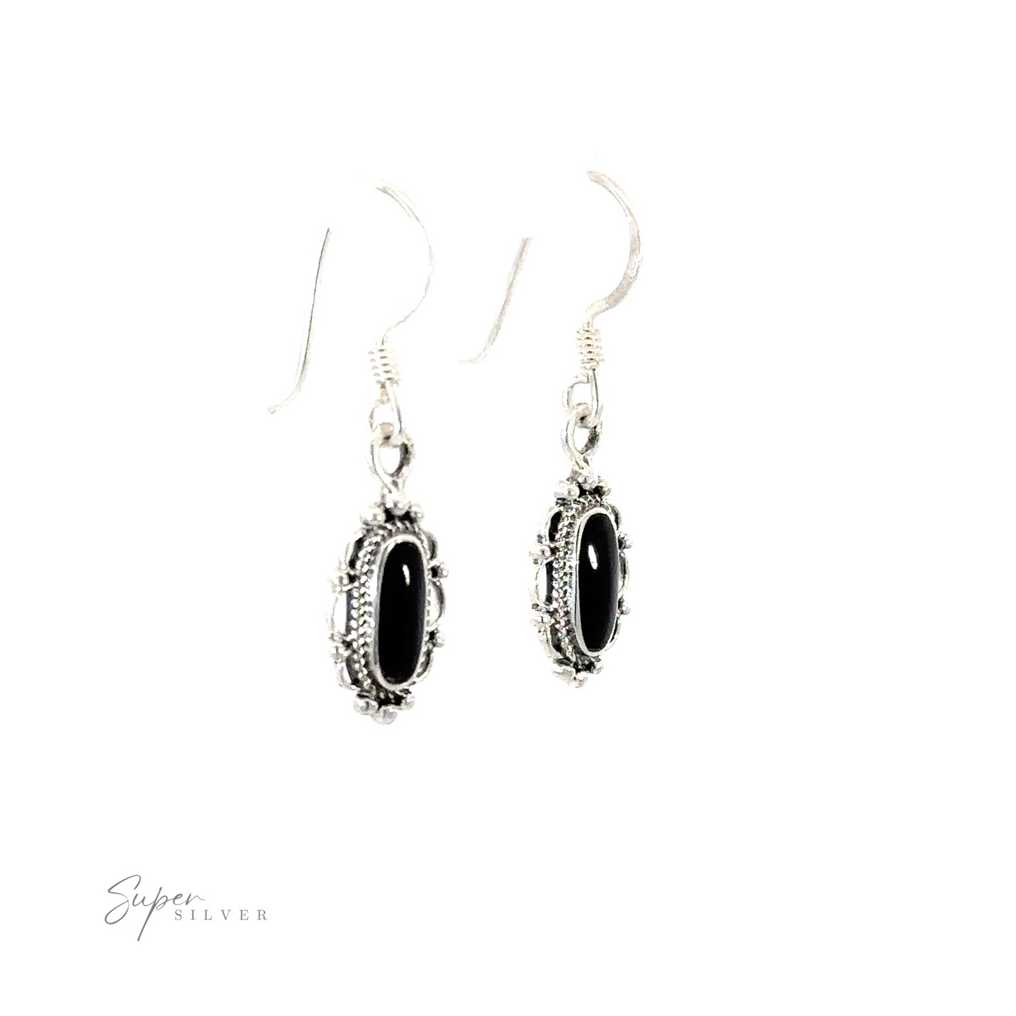 
                  
                    A pair of Dainty Vintage Inspired Oval Inlaid Stone Earrings on a white background.
                  
                