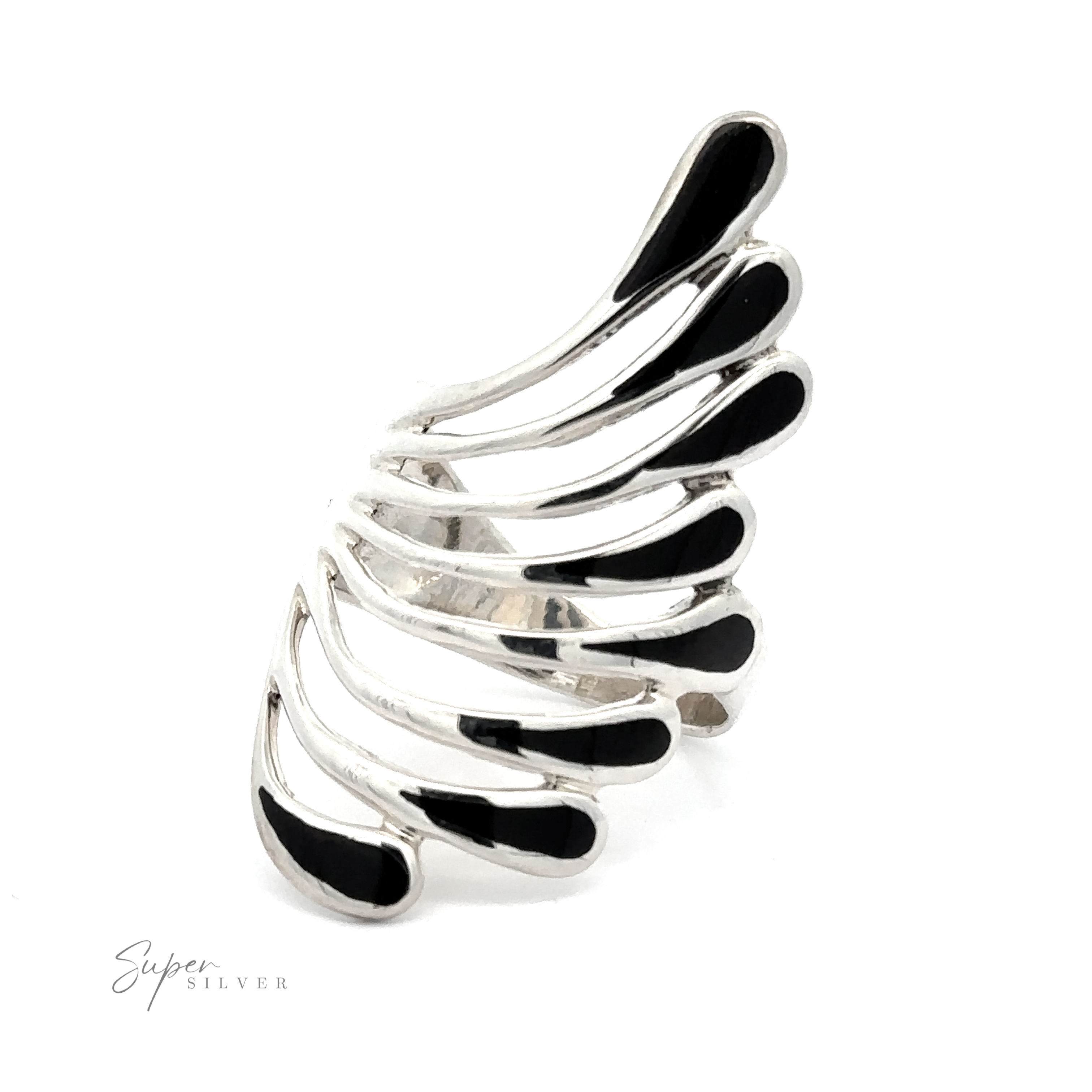 An enchanting Beautiful Inlay Stone Wing Fan Ring.