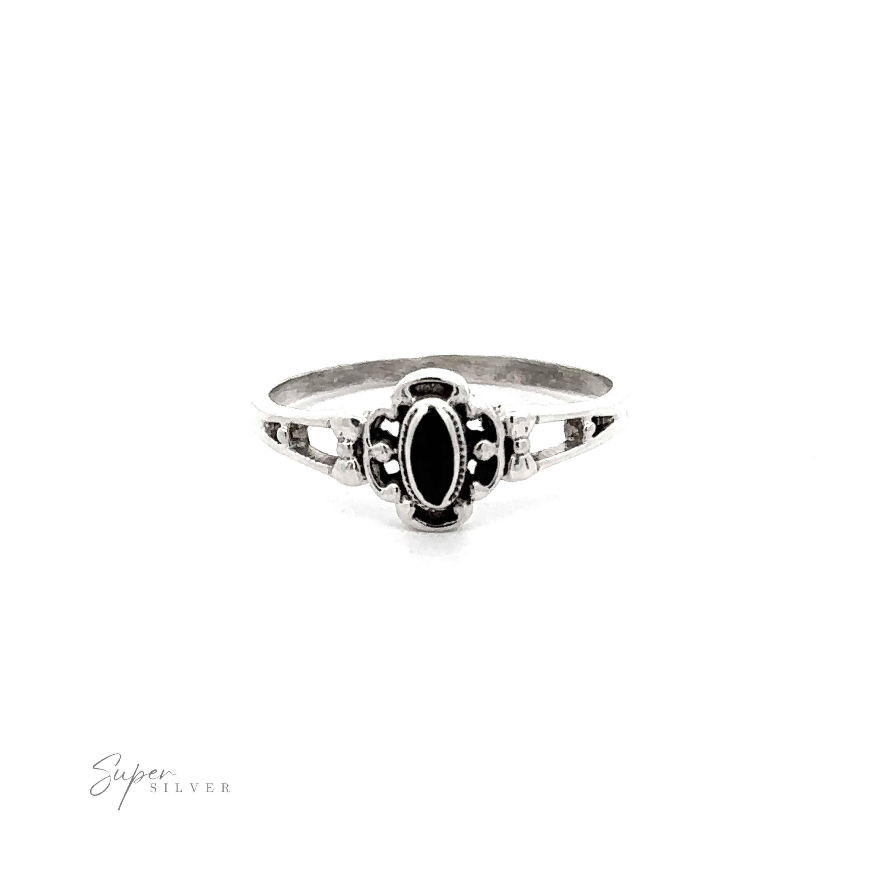 A small Sterling silver Oval Inlay Stone Ring.