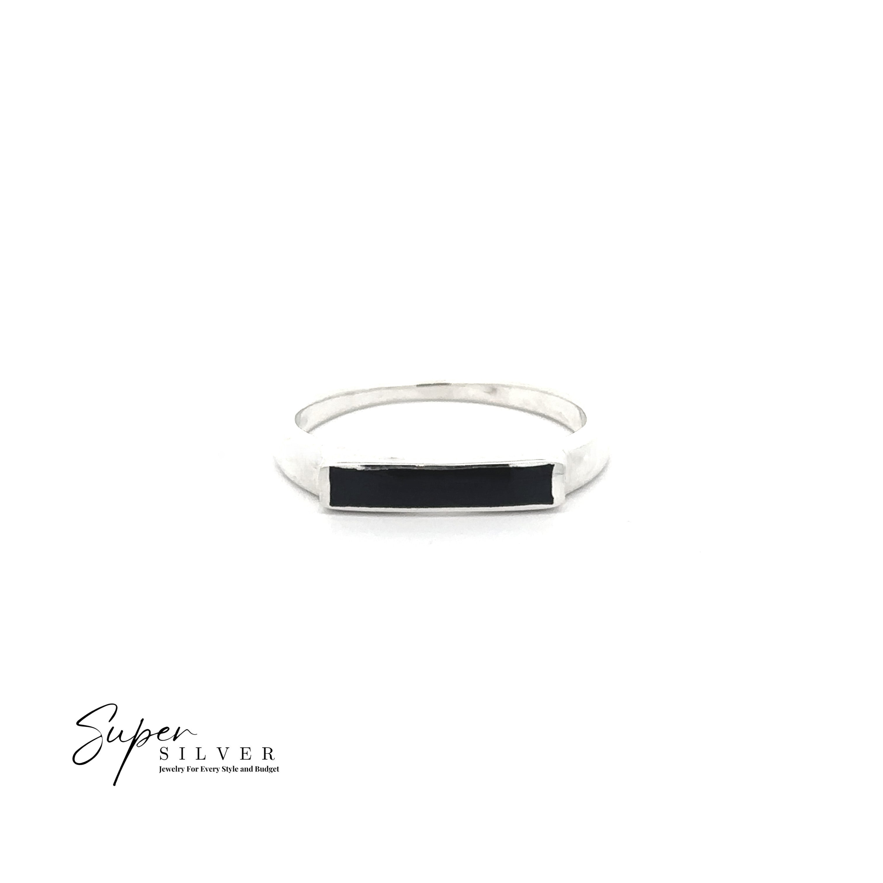 Inlay Stone Rectangle Signet Ring
