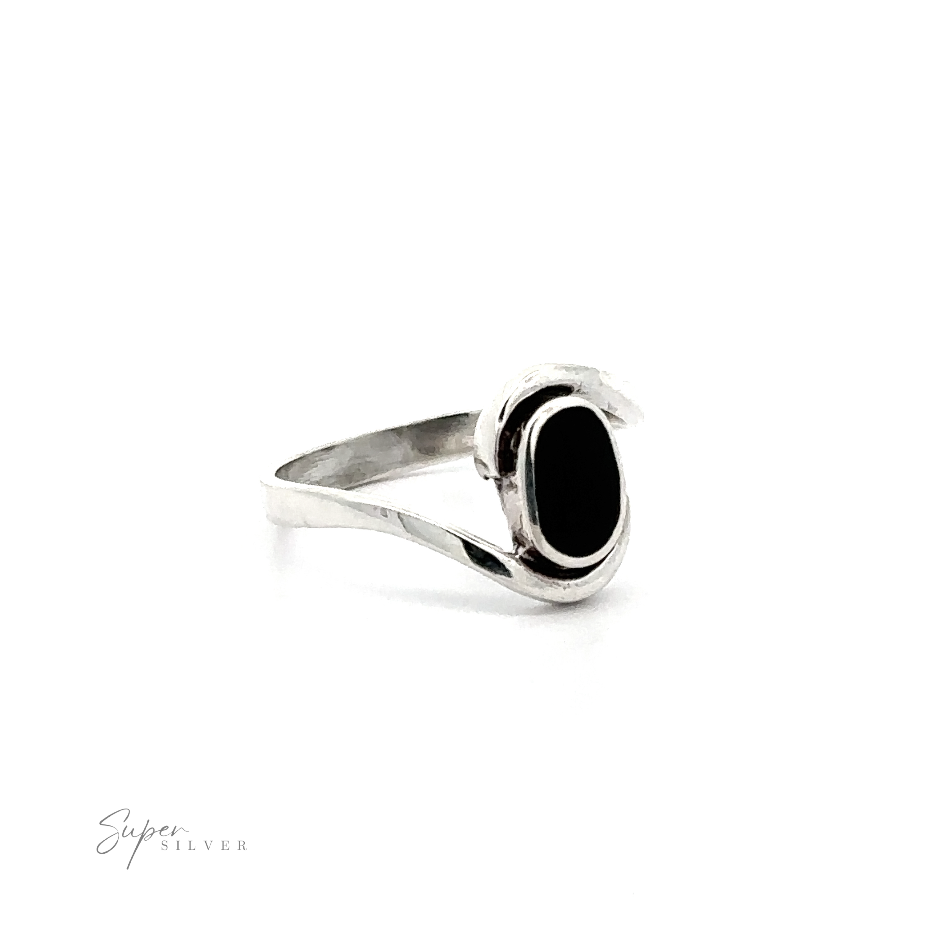 A Simple Freeform Ring with Oval Inlaid Stones.