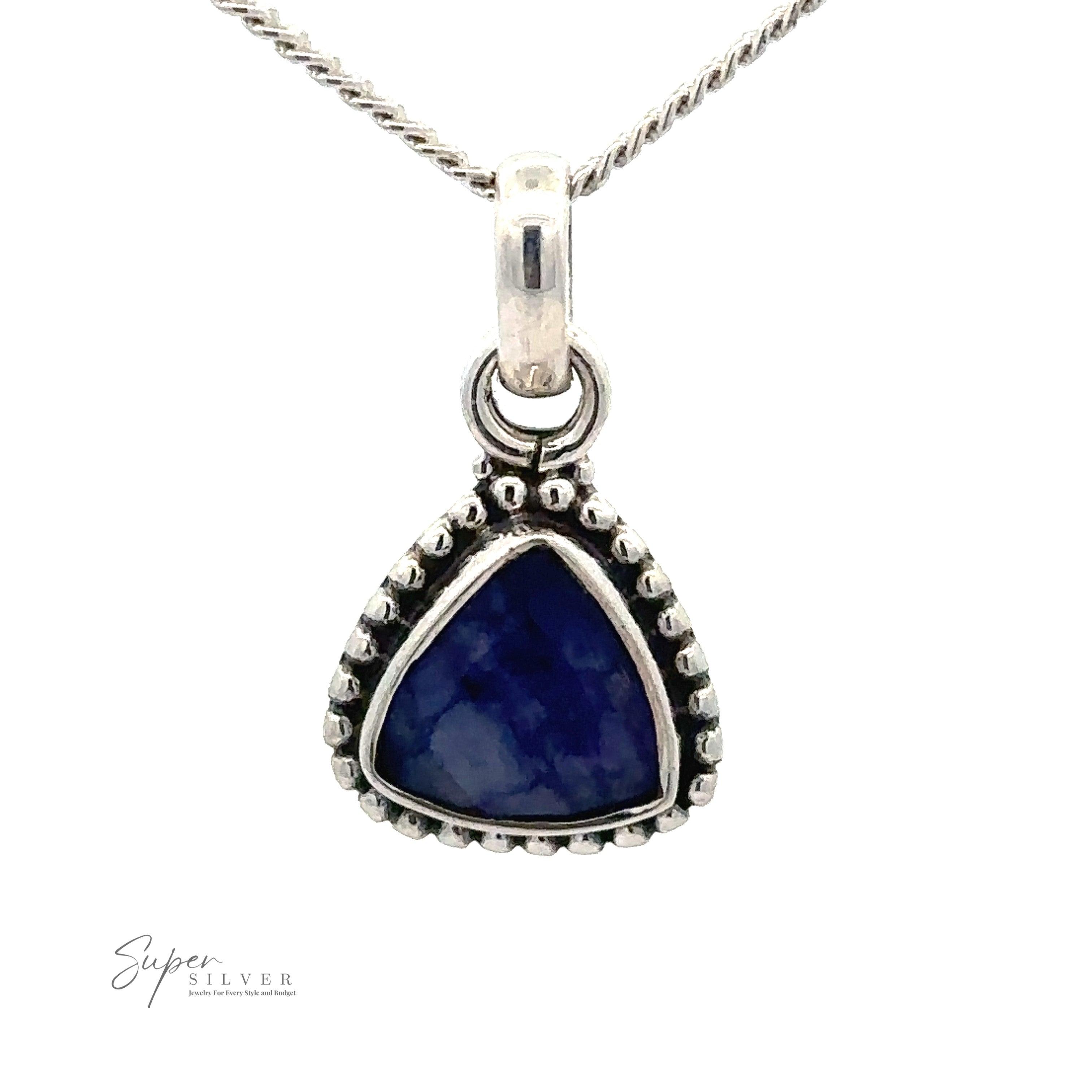 Beautiful Triangular Shape Stone Pendant With Beaded Design.