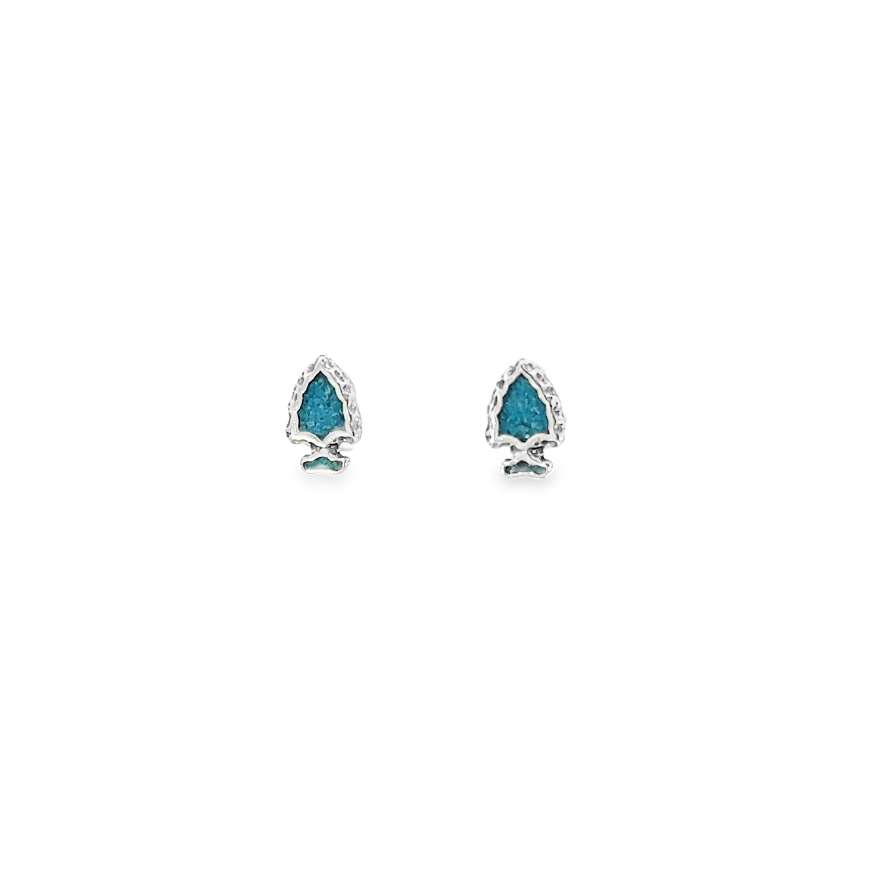 Turquoise Arrowhead Studs, accented with diamond detailing, showcased on a white background.