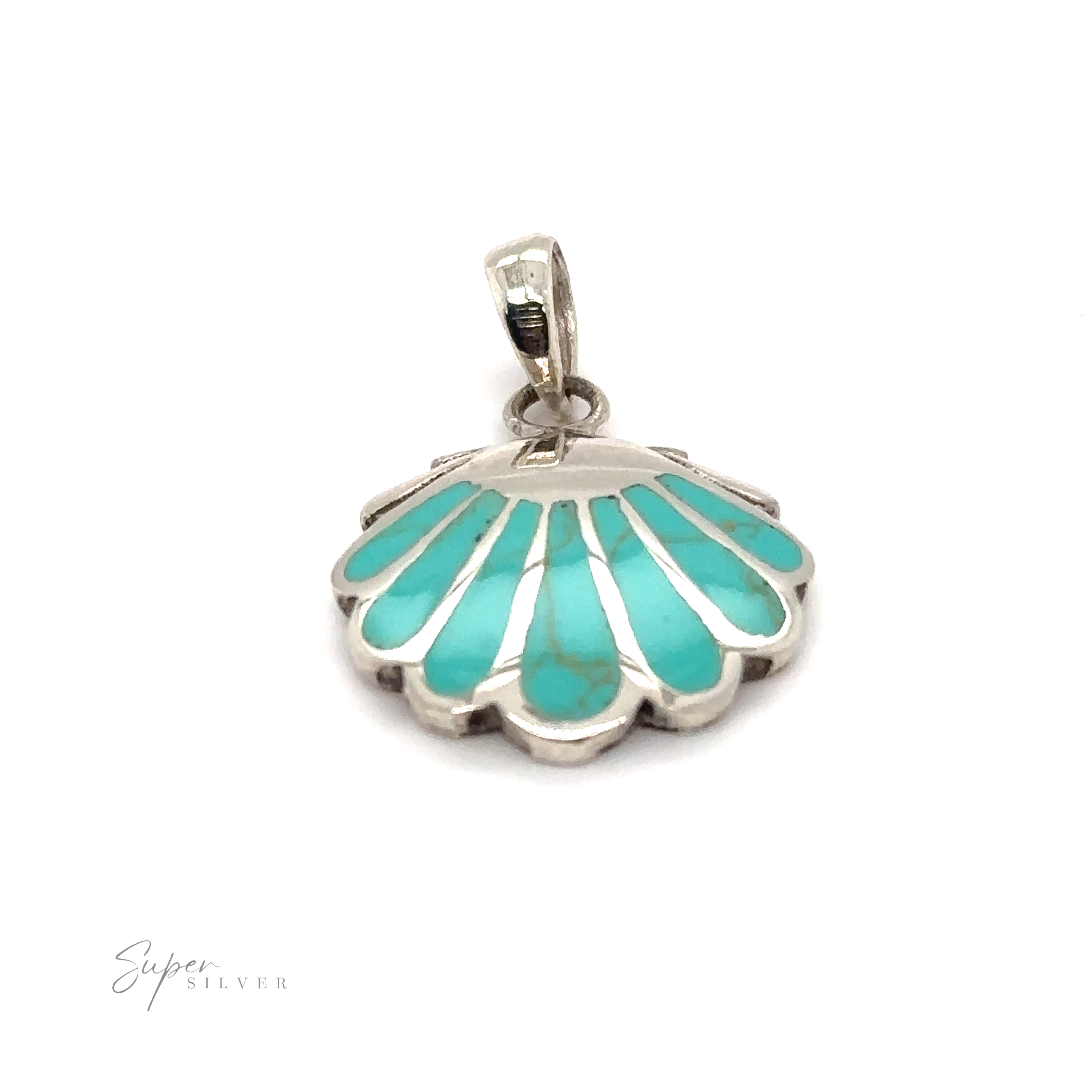 A Clam Shell Pendant on a white background, showcasing its oceanic beauty.