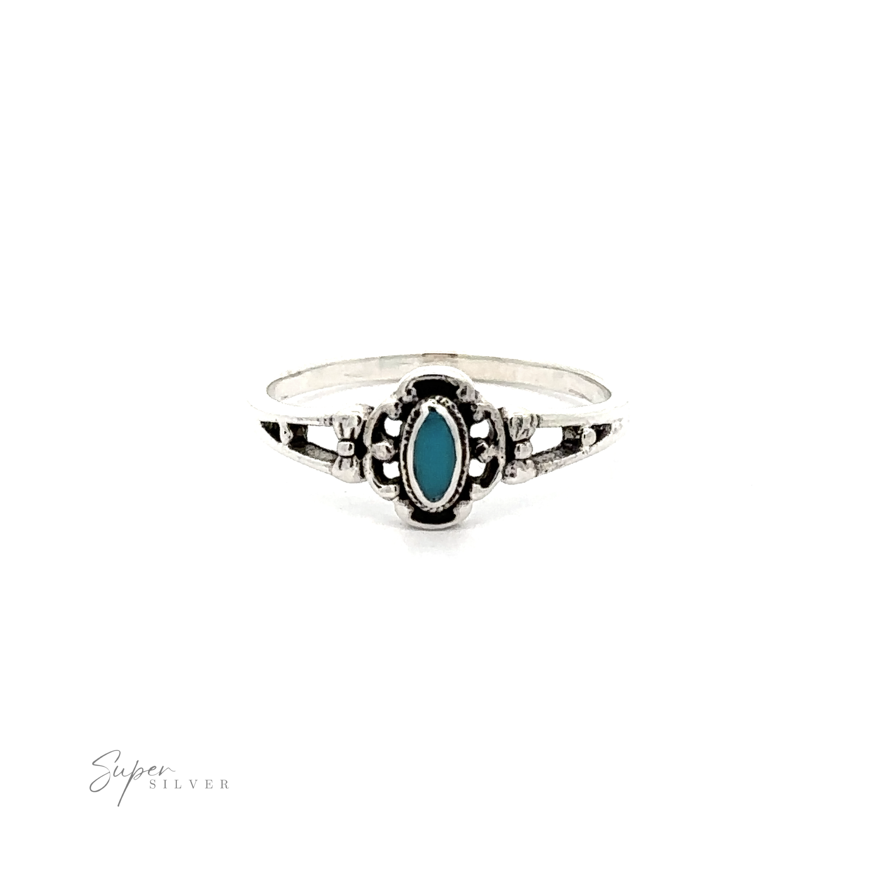 A Sterling silver Oval Inlay Stone Ring.