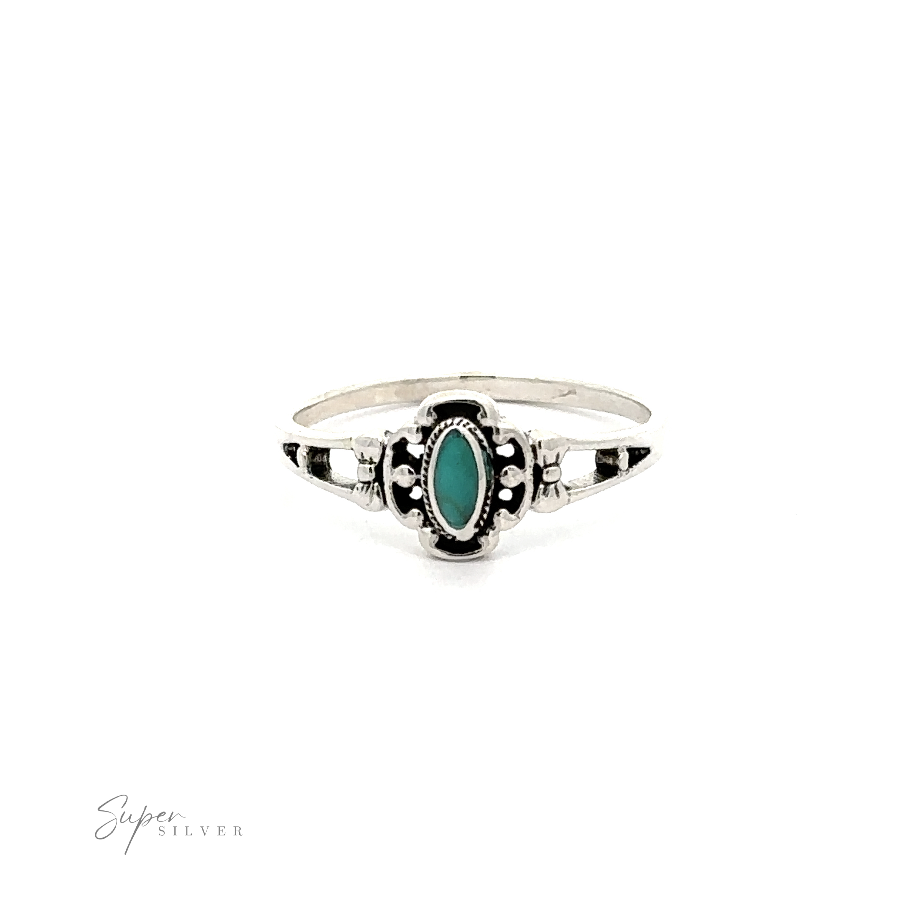 A Sterling silver ring with an Oval Inlay Stone Ring.