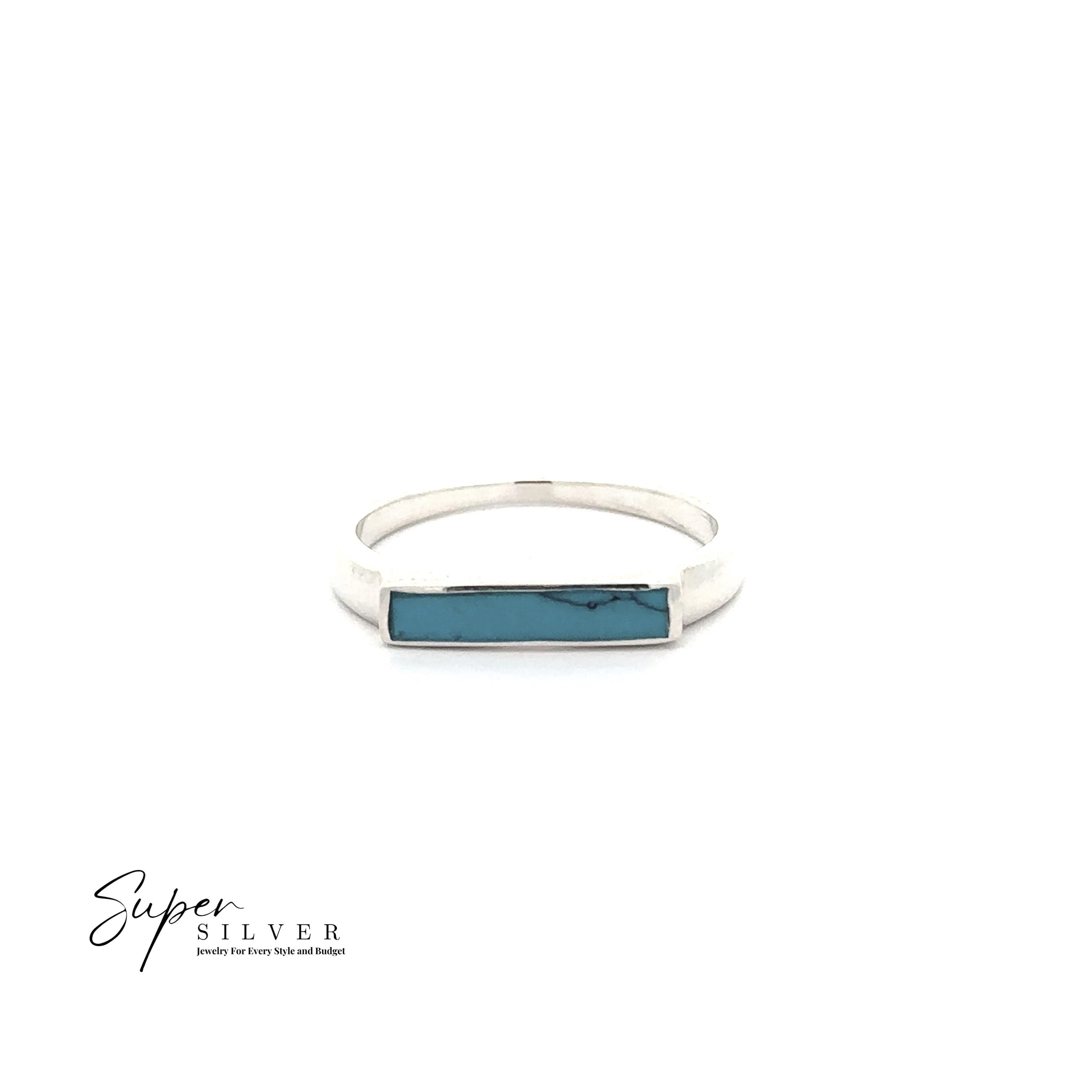 Inlay Stone Rectangle Signet Ring