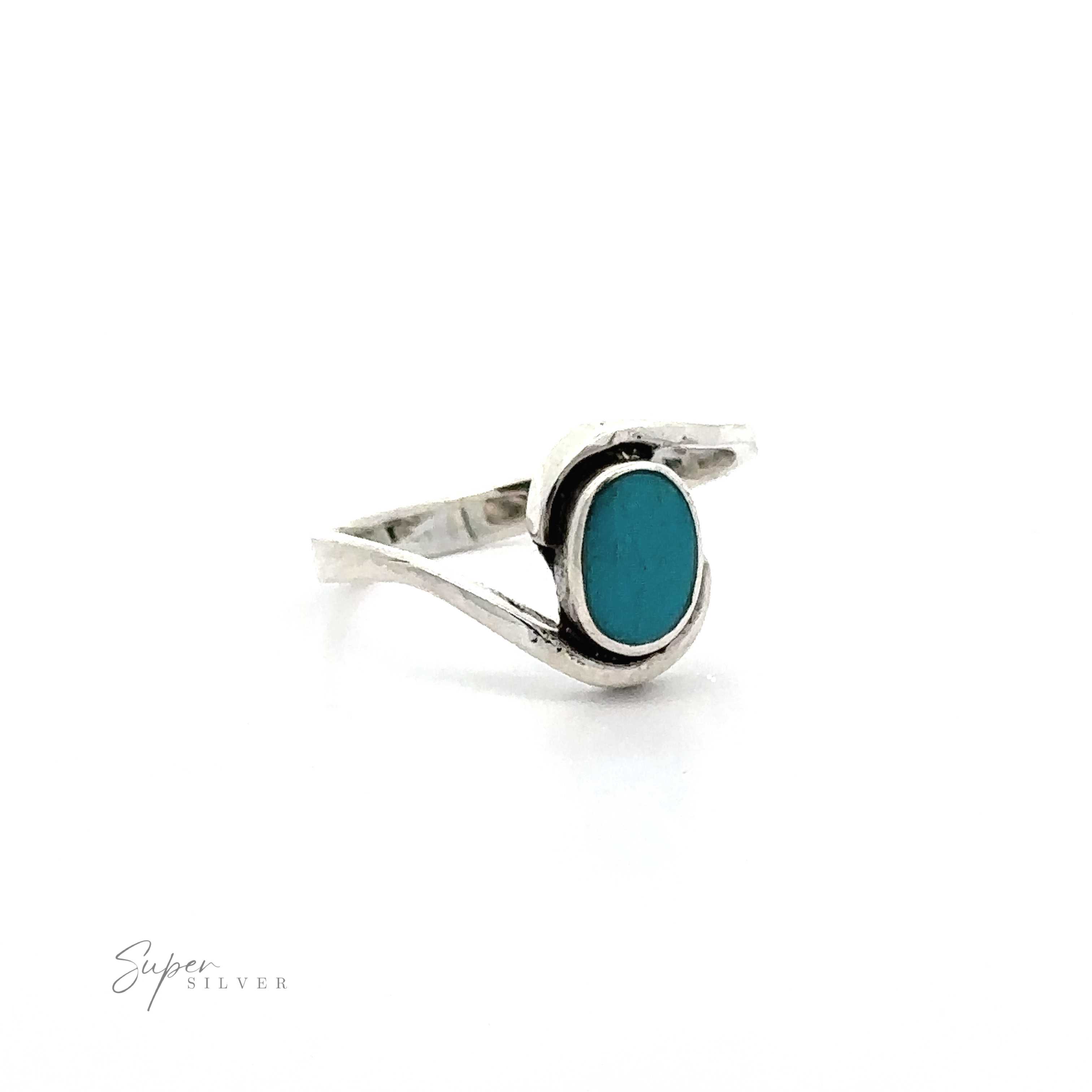 A Simple Freeform Ring with Oval Inlaid Stones.