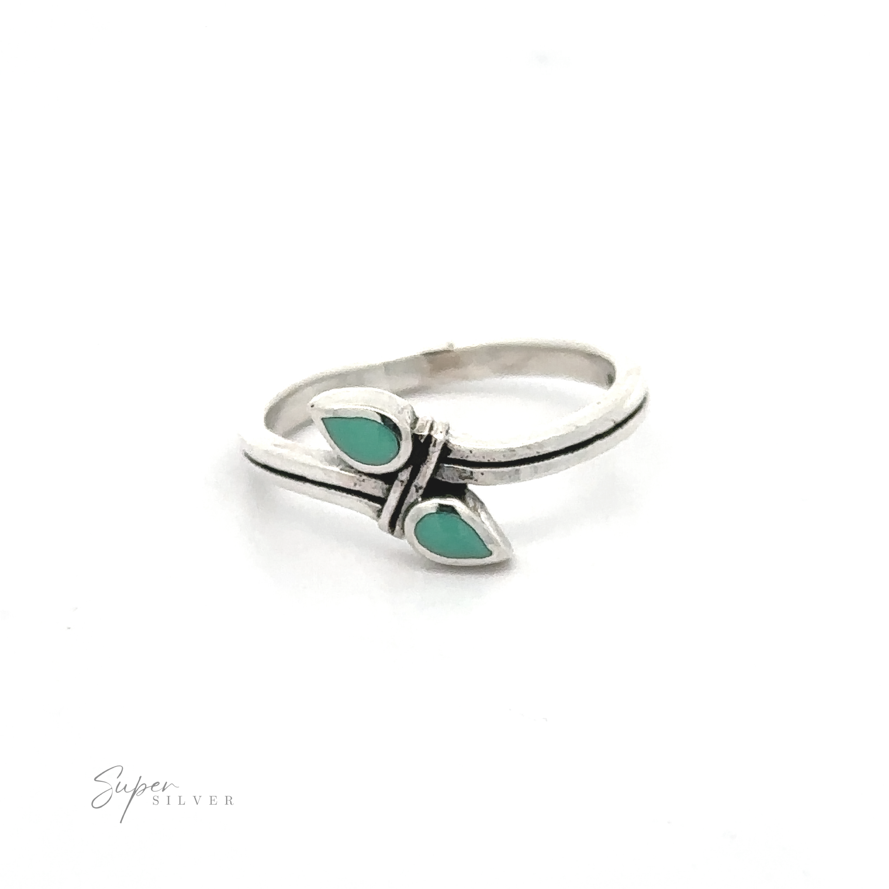 A sterling silver Inlay Teardrop Ring.