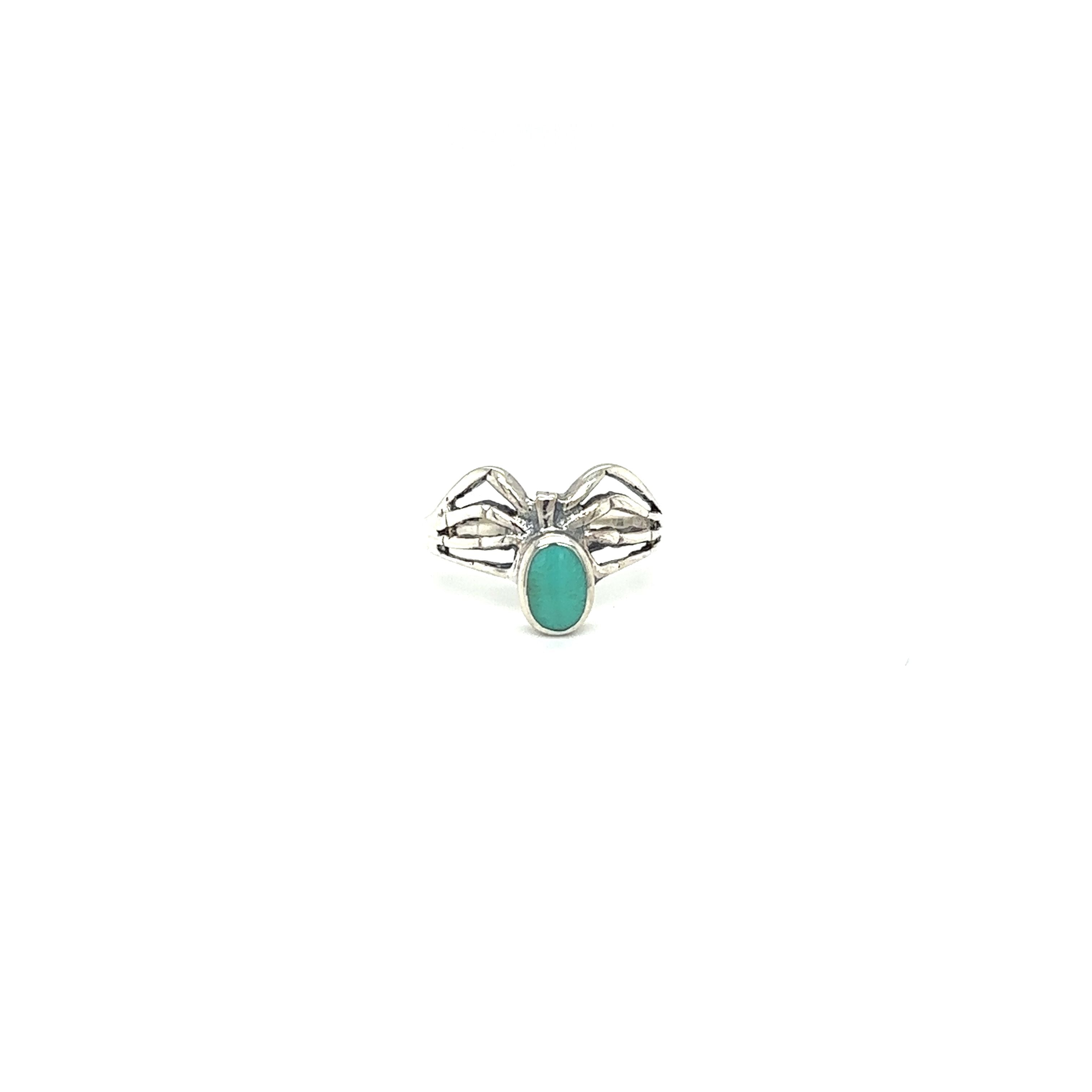 A mystical Inlay Stone Spider Ring with a turquoise stone from Super Silver.