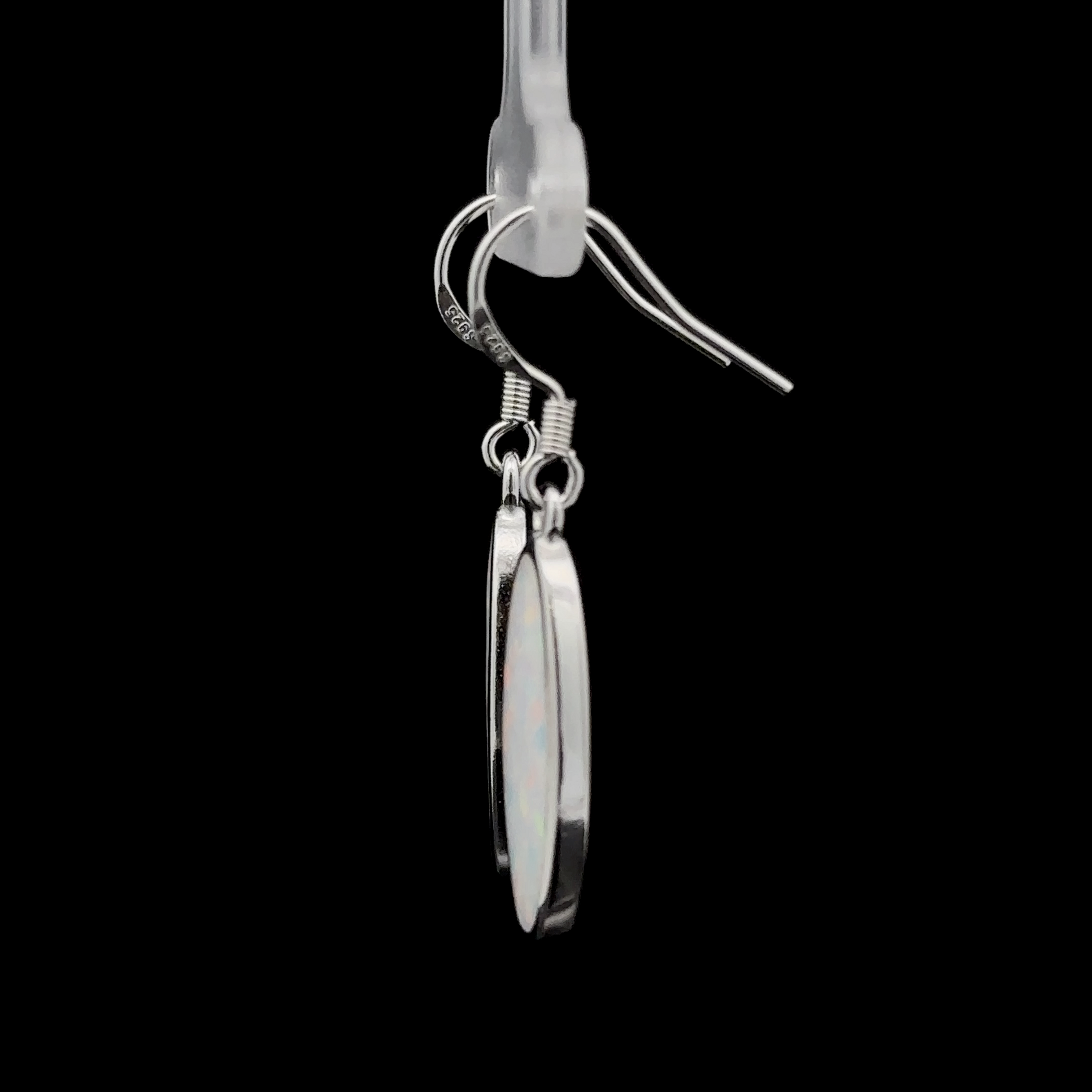 Simple Oval Lab-Created Opal Earrings