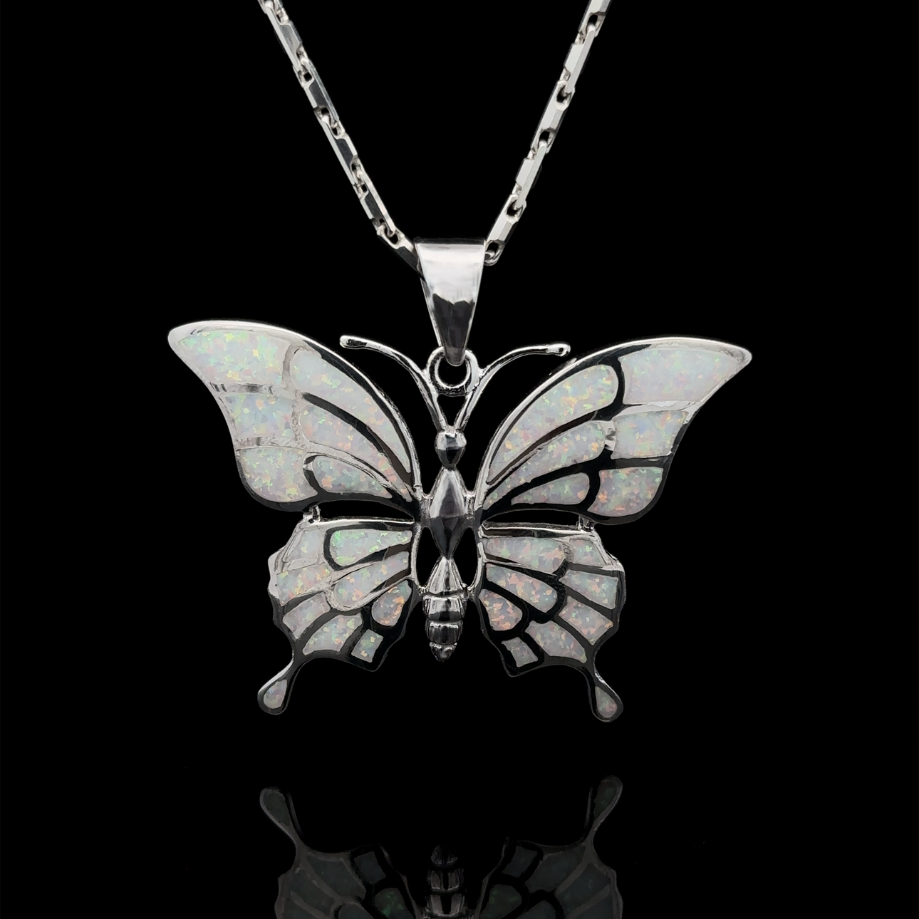 Statement Lab-Created Opal Butterfly Pendant