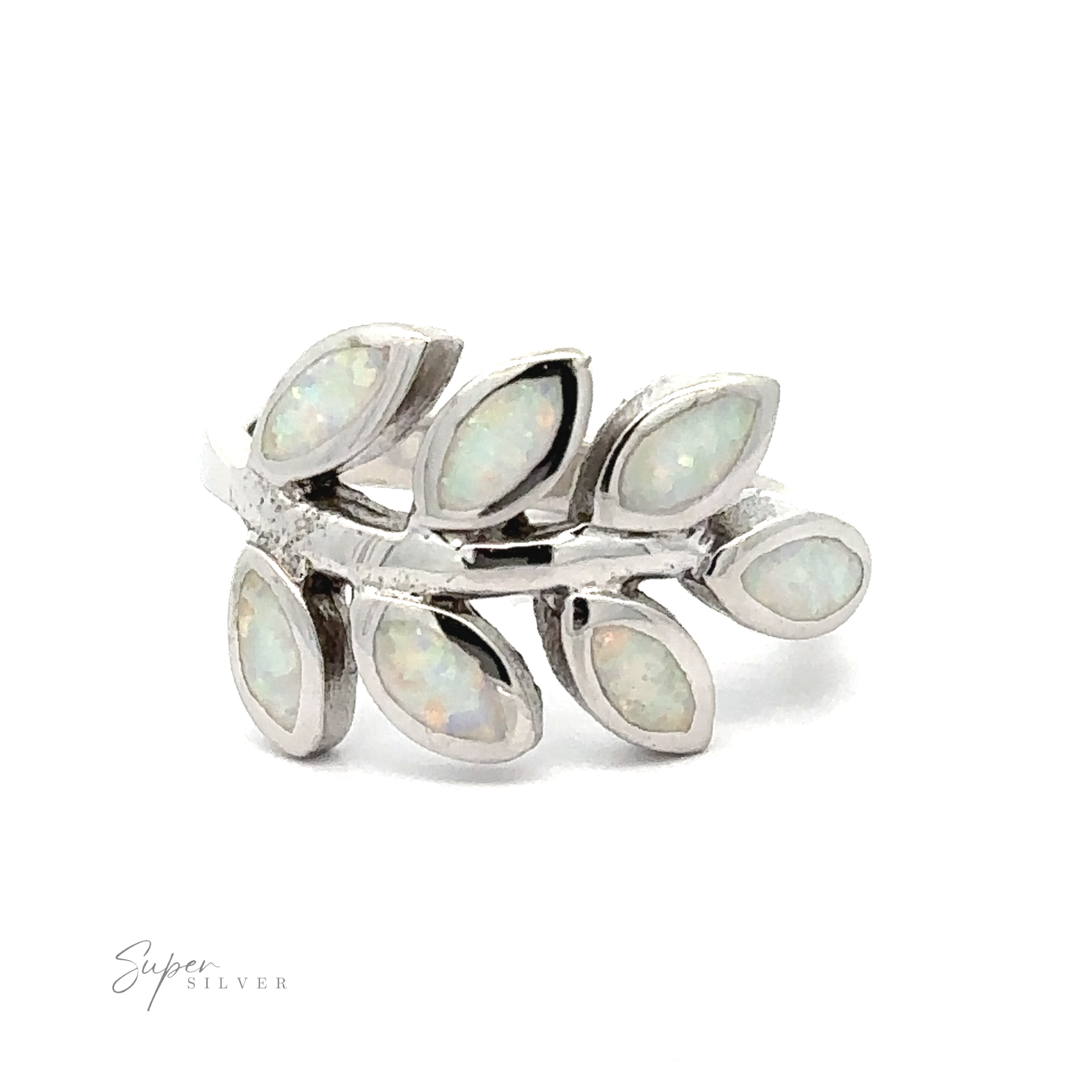 Lab-Created Opal Fern Ring with multiple inlays